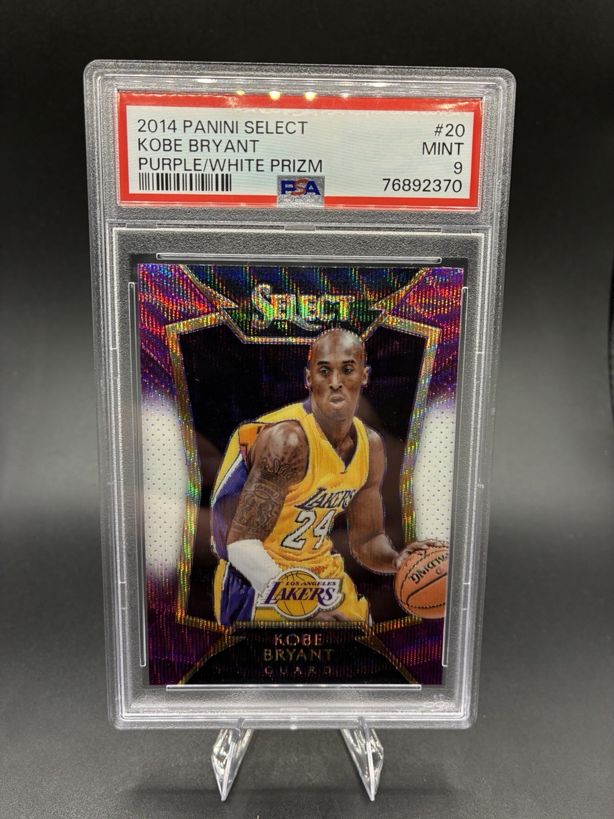 2014-15 Panini Select Concourse Kobe Bryant #20 Purple & White Prizm PSA 9 Rare 2014-15 Panini Select Concourse Kobe Bryant #20 Purple & White Prizm PSA 9 Rare