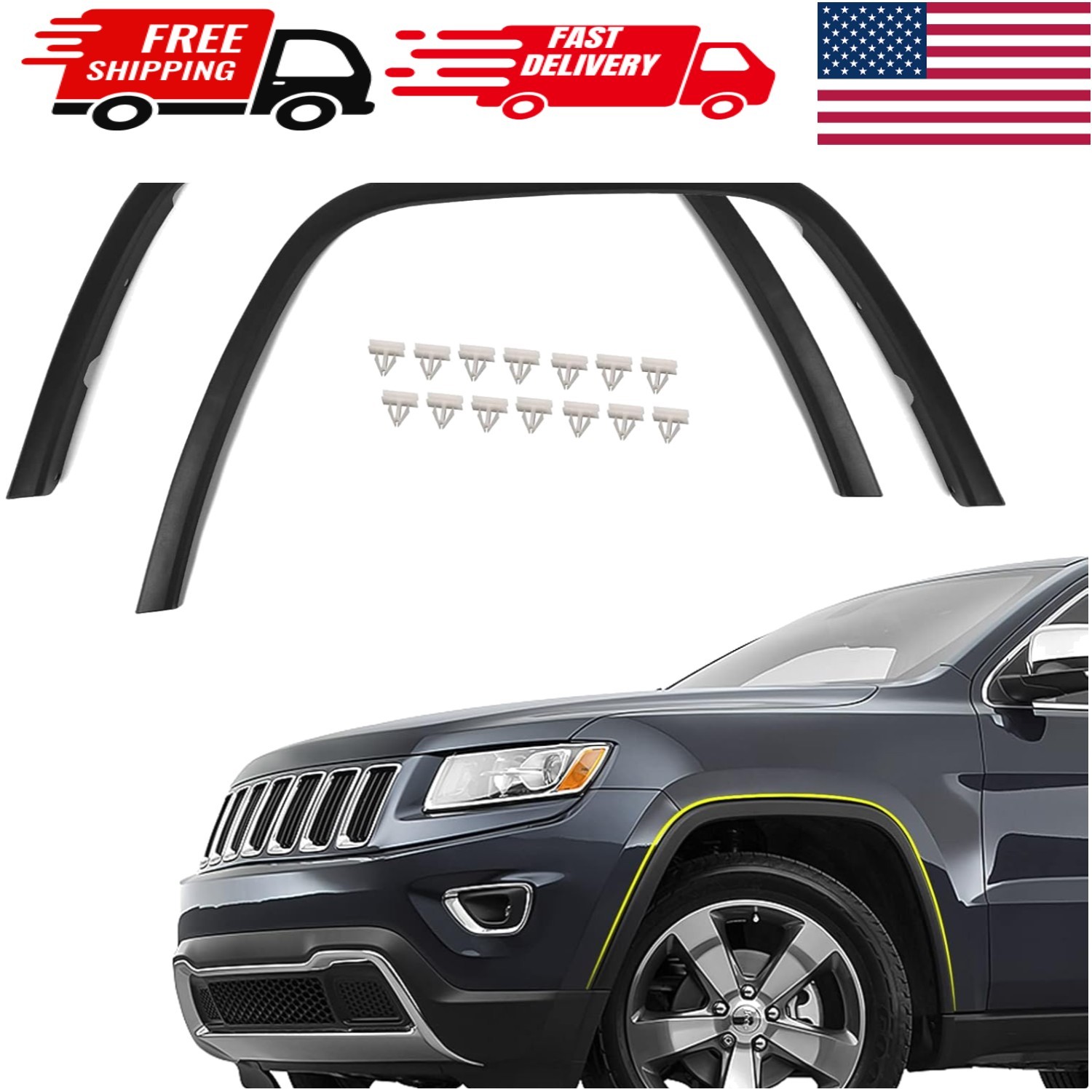 2pc  Fender Trims for Jeep Grand Cherokee 2011-2016 - DOT/SAE Certified