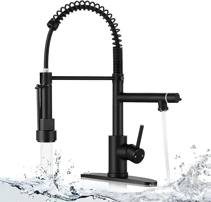 Commercial Kitchen Faucet Pull Down Sprayer Dual Spout 3/8\