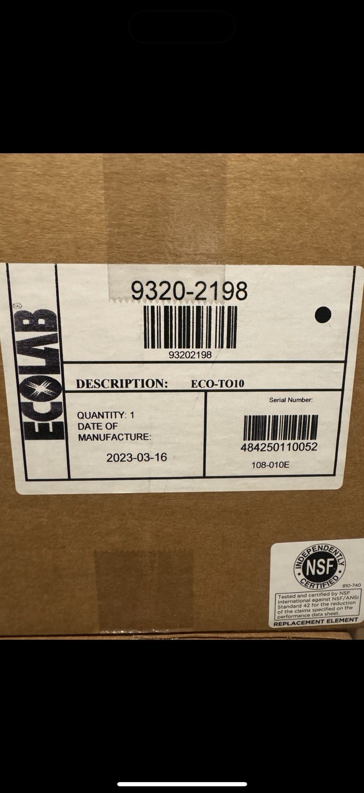 (1) NEW EcoLab ECO-TO10 High Capacity Water Filter 9320-2198 Filtration T010 (1) NEW EcoLab ECO-TO10 High Capacity Water Filter 9320-2198 Filtration T010