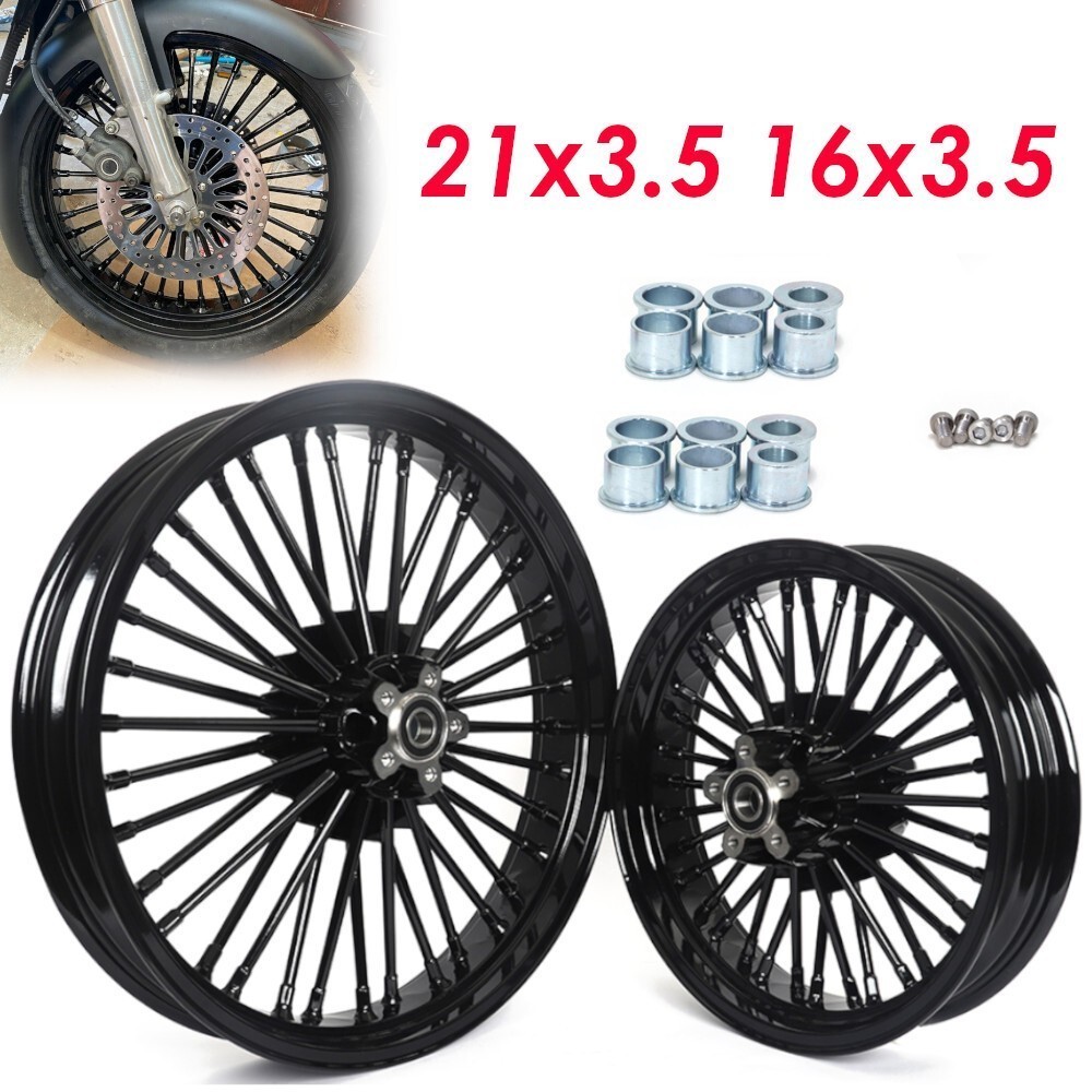 21x3.5 + 16x3.5 Front Rear Fat Spoke Wheels for Yamaha V Star 650 1100 XVS650