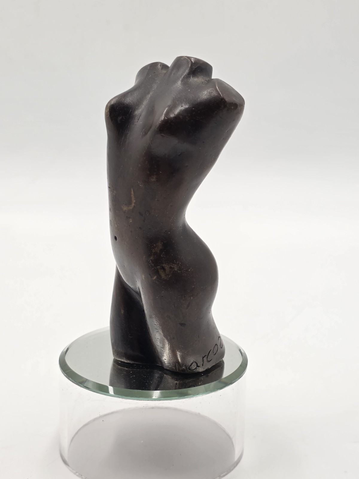 Rare Vintage MCM Brutalist Female Torso Bronze Sculpture Signed By Artist Marco
