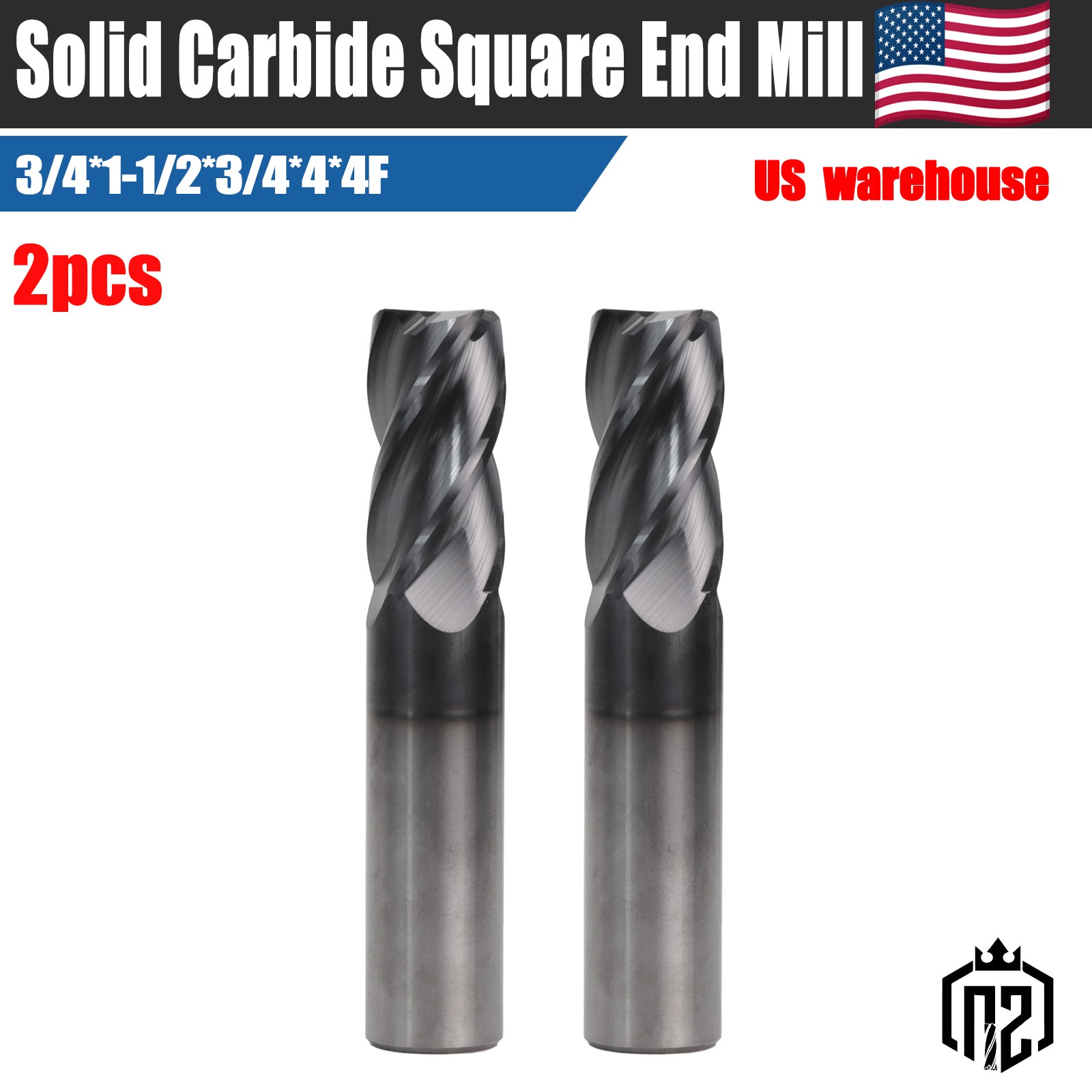 2PCS 4 Flute 3/4