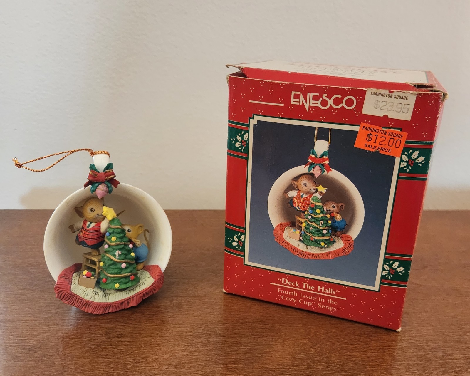 1990 Enesco Christmas Ornament Deck The Halls Cozy Cup Series Mouse Mice Tree 1990 Enesco Christmas Ornament Deck The Halls Cozy Cup Series Mouse Mice Tree