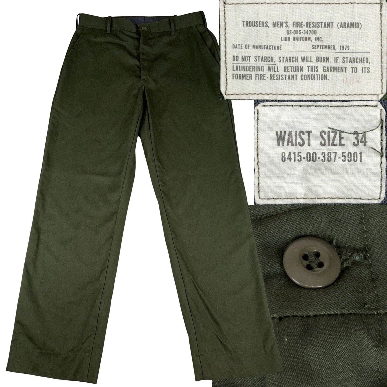 Vintage USFS Lion Uniform Nomex Aramid Pants 34 X 32 September 1979