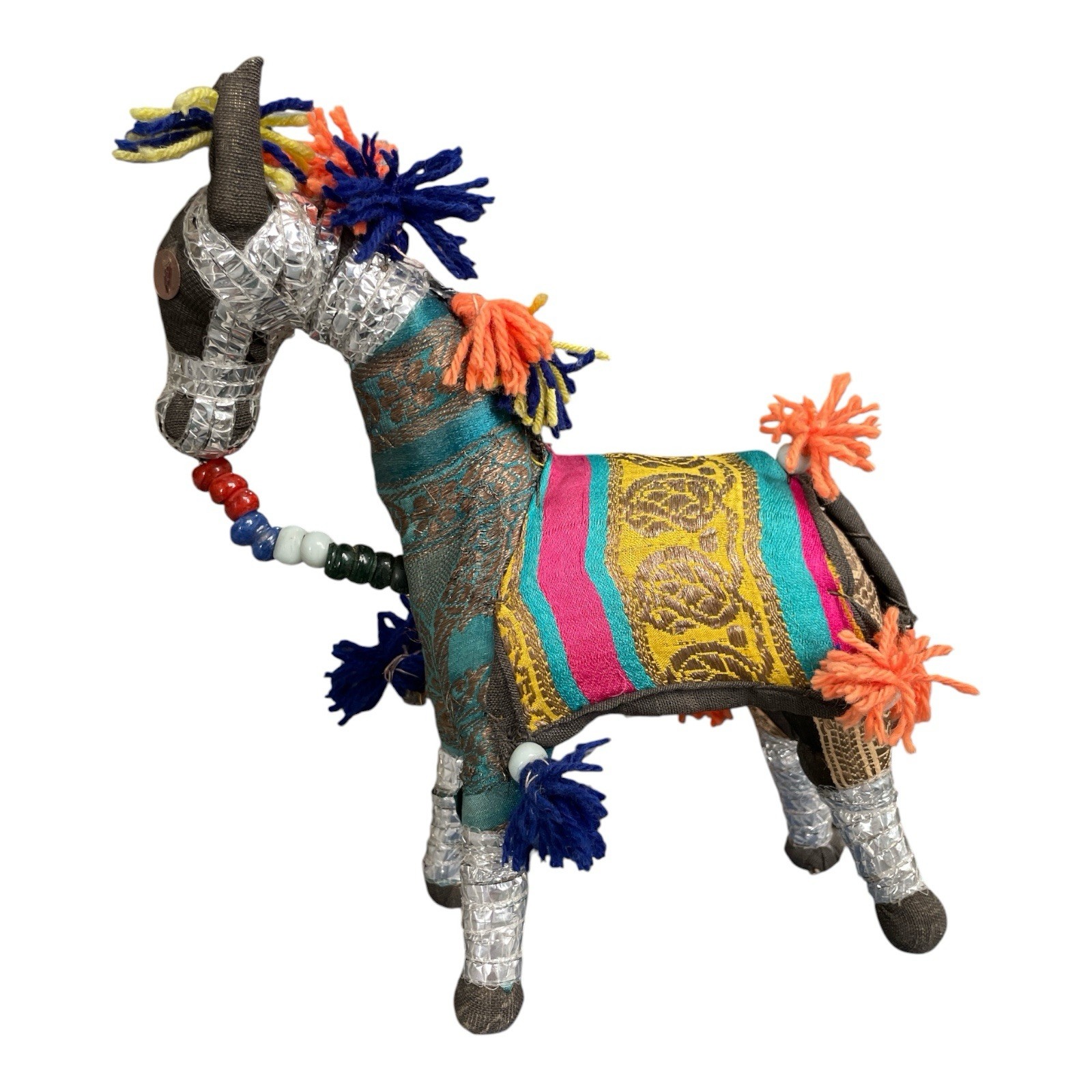 Vtg 1960's INDIAN HANDMADE RAJASTHAN Multicolor Fabric PATCHWORK Horse 15 Vtg 1960's INDIAN HANDMADE RAJASTHAN Multicolor Fabric PATCHWORK Horse 15
