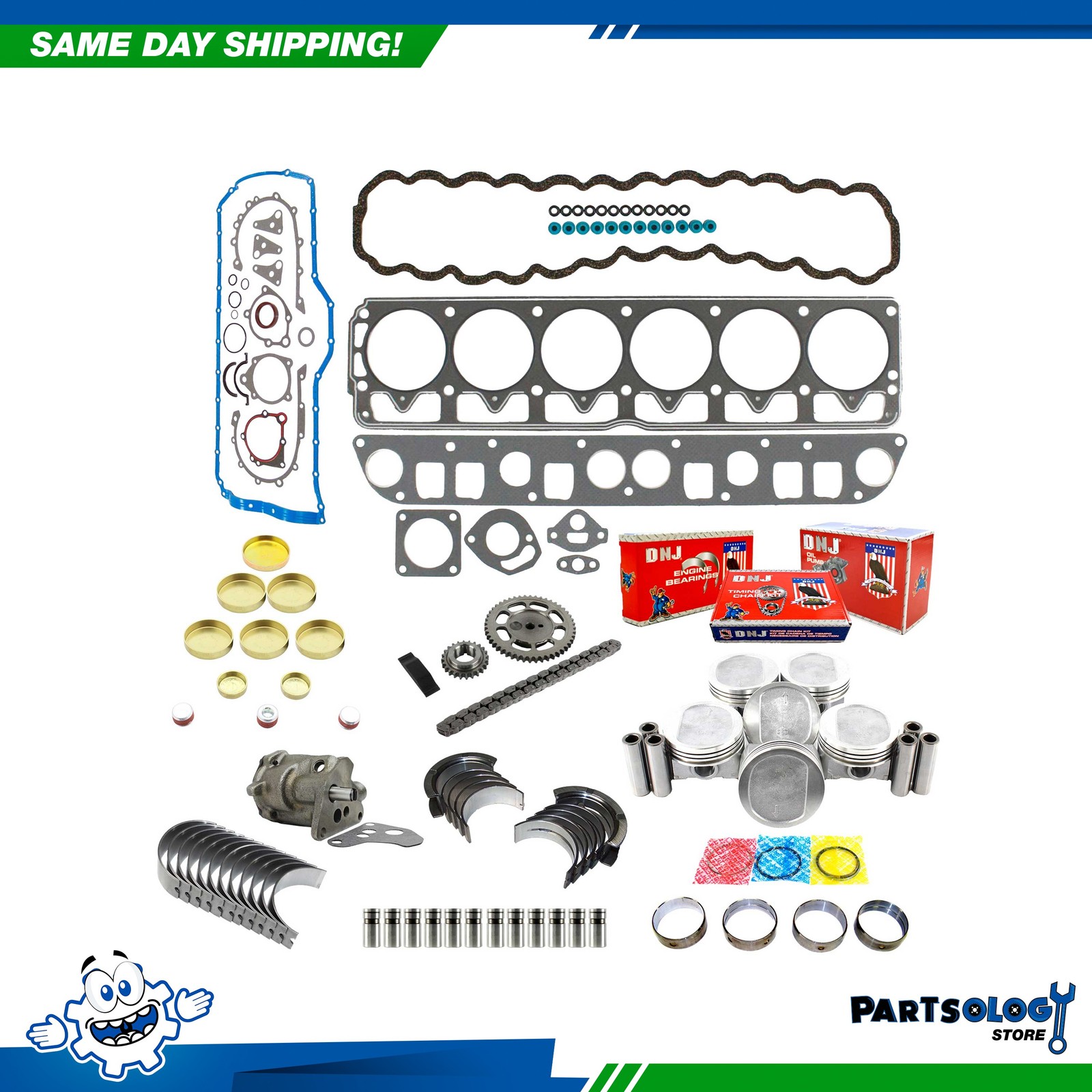 DNJ EK1125M Master Engine Rebuild Kit For 94-95 Jeep Grand Cherokee 4.0L L6 OHV
