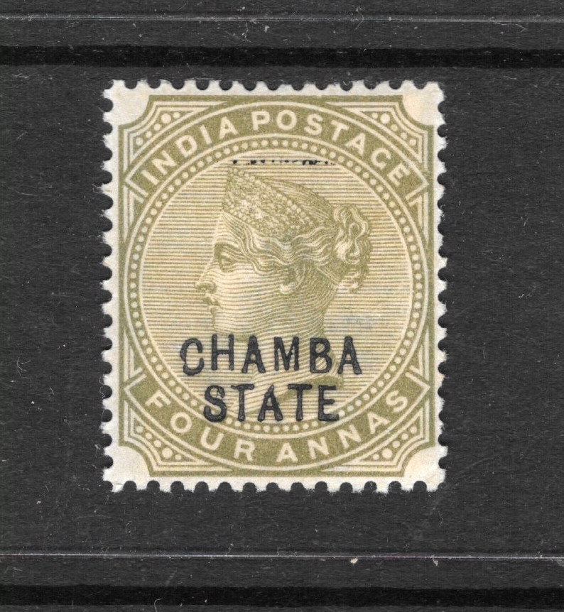 1887-95 CHAMBA, ERROR, DROPED C + EXTRA DOTS ON TOP,A VARIETY INDIA INDIAN STATE 1887-95 CHAMBA, ERROR, DROPED C + EXTRA DOTS ON TOP,A VARIETY INDIA INDIAN STATE