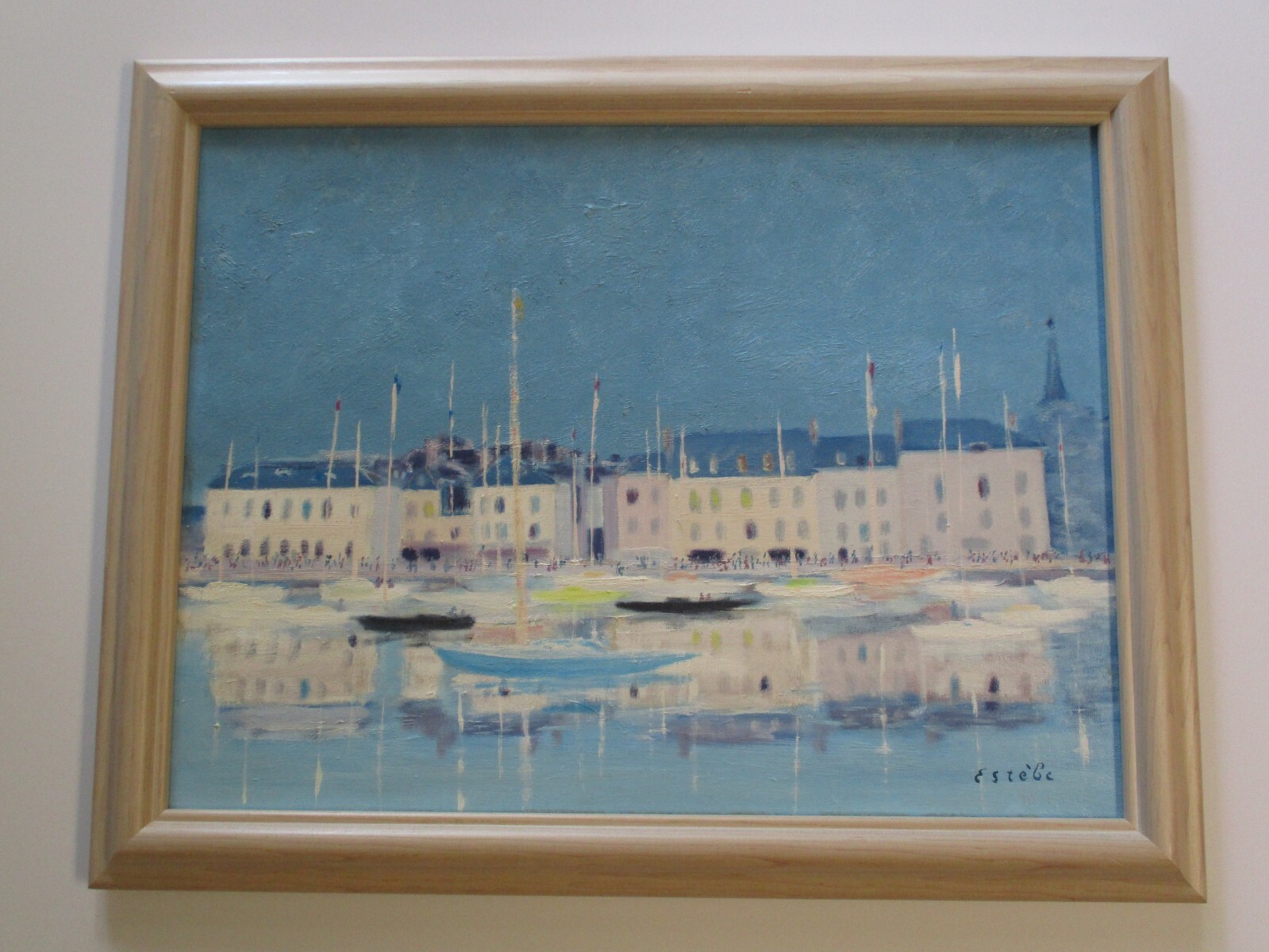 PAINTING VINTAGE CONTEMPORARY IMPRESSIONIST IMPRESSIONISM BEACH MARINA COASTAL
