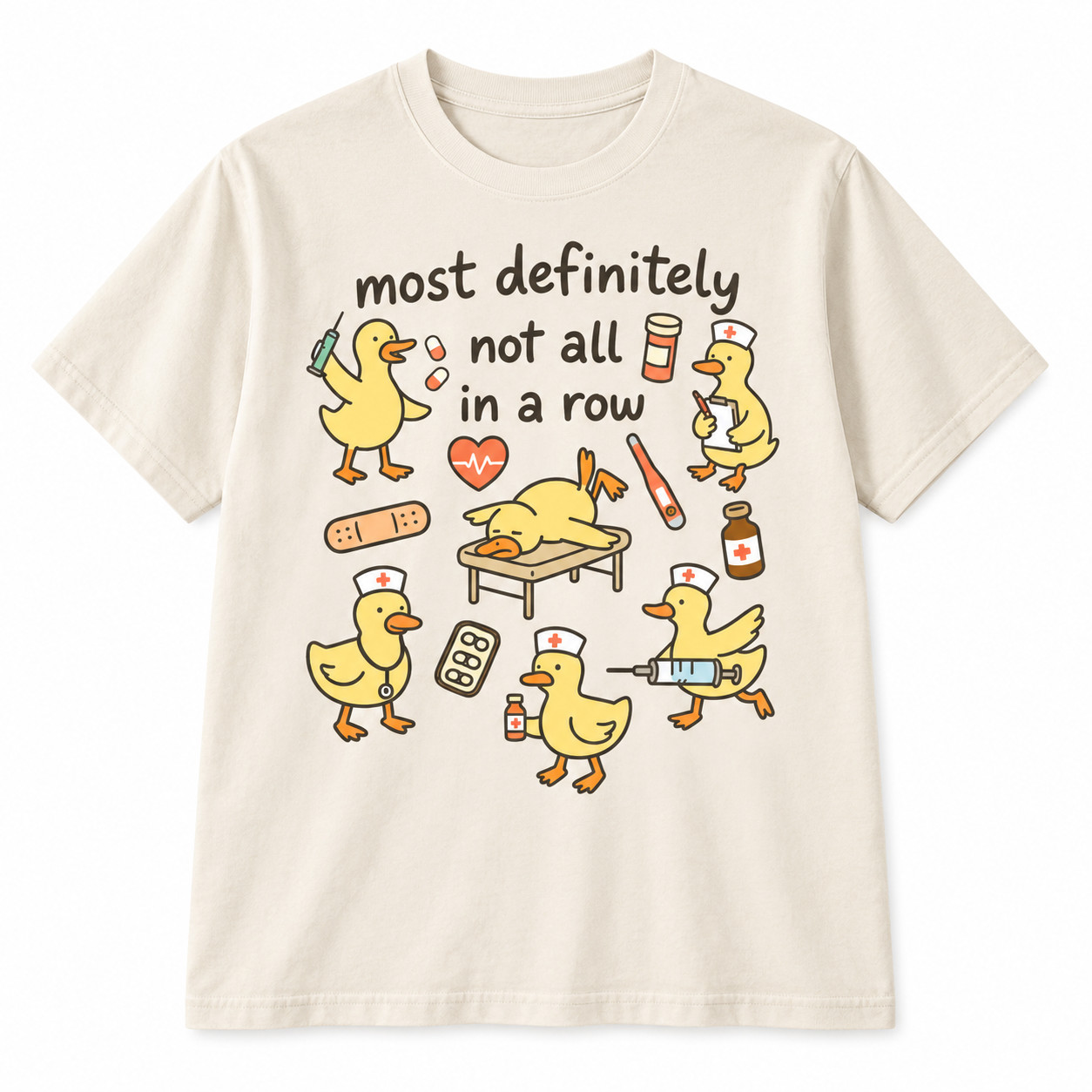 Ducks In A Row Nurse Shirt Funny Nursing RN LPN Nurse Life Duck Graphic T-Shirt
