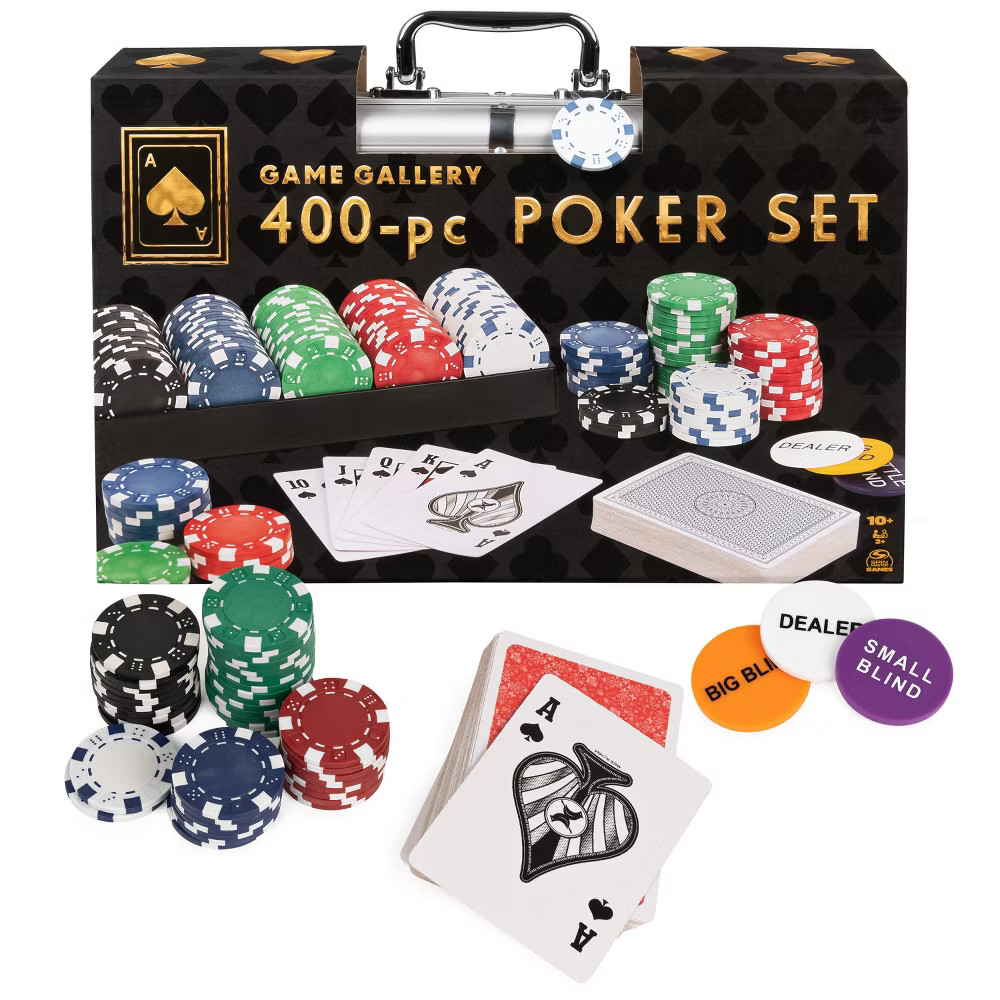 400pc Game Gallery Poker Set w/ Professional Weight Poker Chips Ages 10+