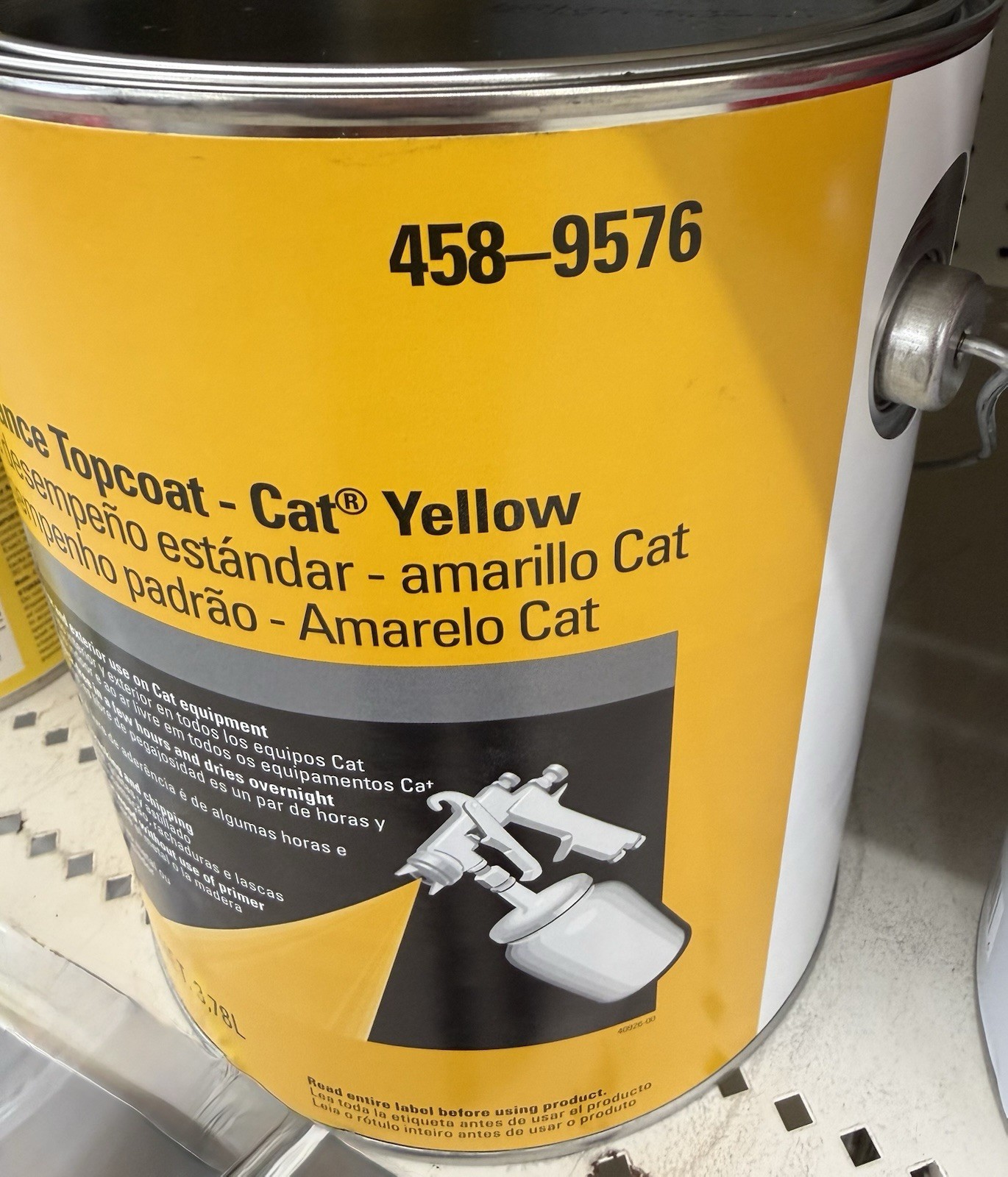 CAT Yellow Performance Topcoat Paint for Caterpillar , MPN 458-9576. 1 gallon CAT Yellow Performance Topcoat Paint for Caterpillar , MPN 458-9576. 1 gallon