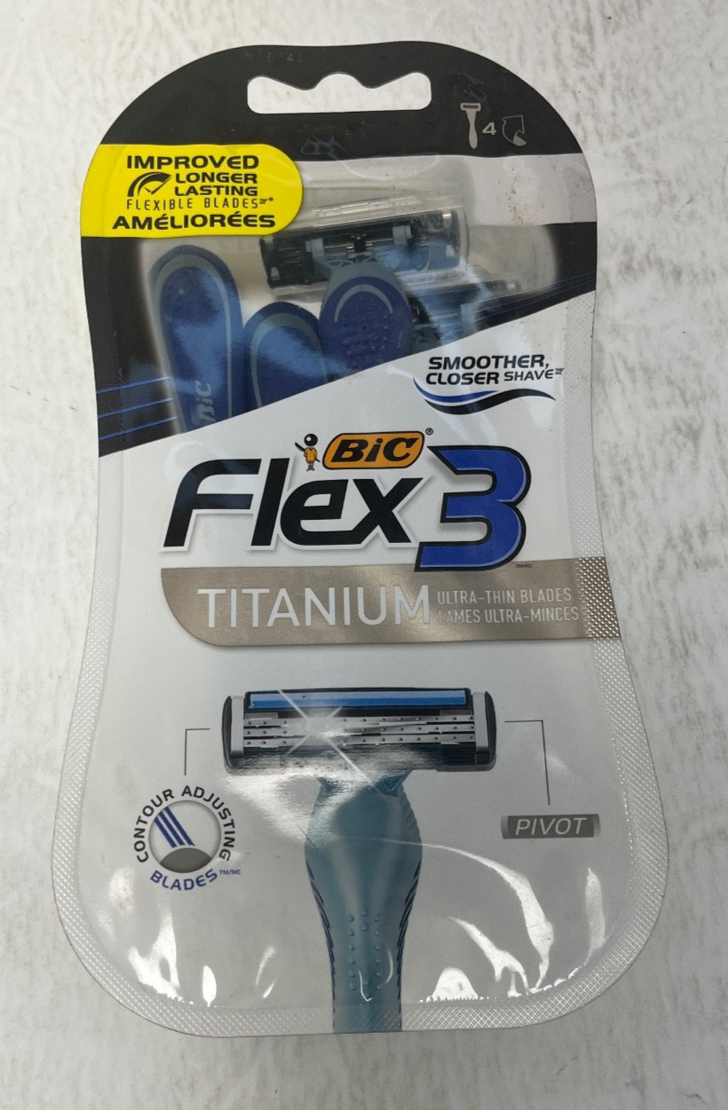 BIC Flex 3 Titanium Disposable Razors Men 4 Count Pack New - BIC Flex 3 Titanium Disposable Razors Men 4 Count Pack New -