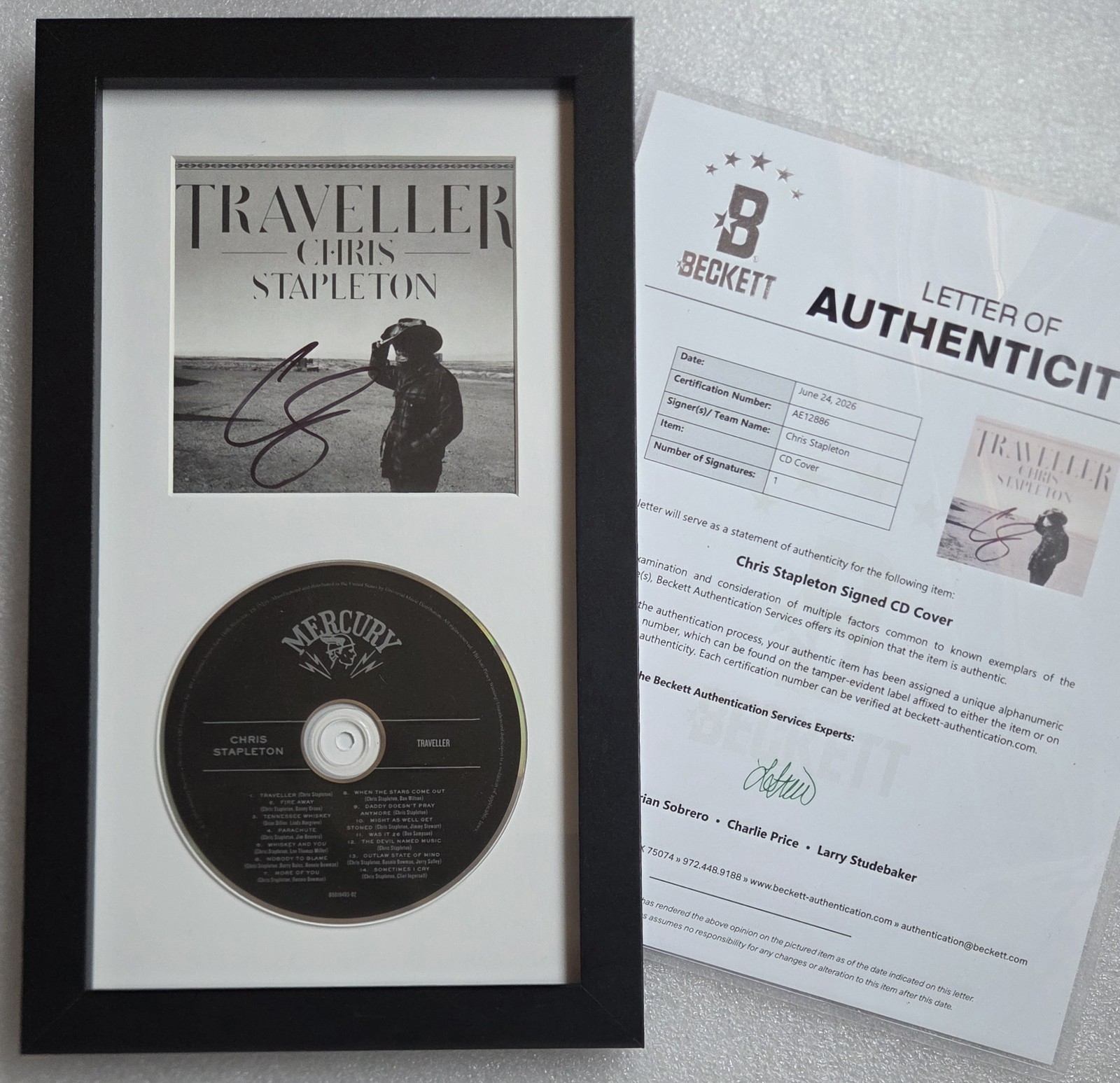 CHRIS STAPLETON SIGNED CD DISPLAY BECKETT LOA BAS COA AUTOGRAPHED GIFT PRESENT