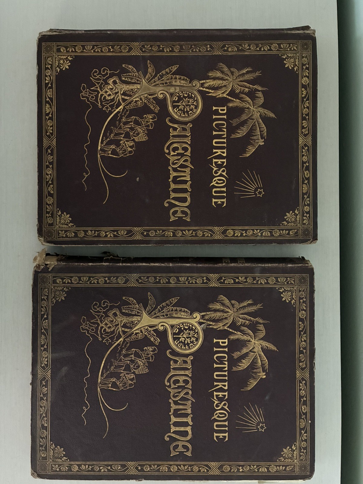 1881 PICTURESQUE PALESTINE Sinai Egypt Volume I and II Gold Folio Antique Books