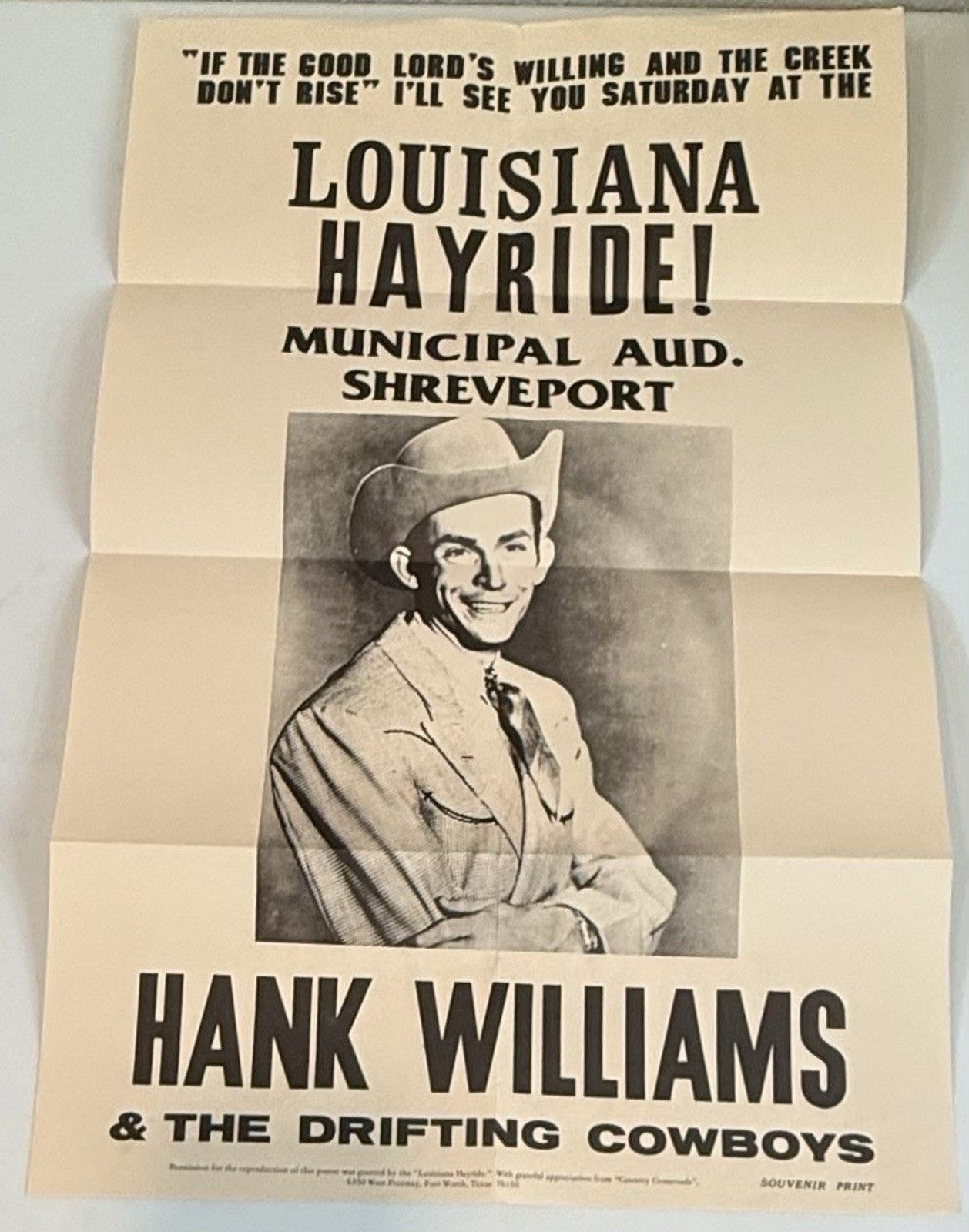 HANK WILLIAMS LOUISIANA HAYRIDE POSTER 14X21 1948 HANK WILLIAMS LOUISIANA HAYRIDE POSTER 14X21 1948