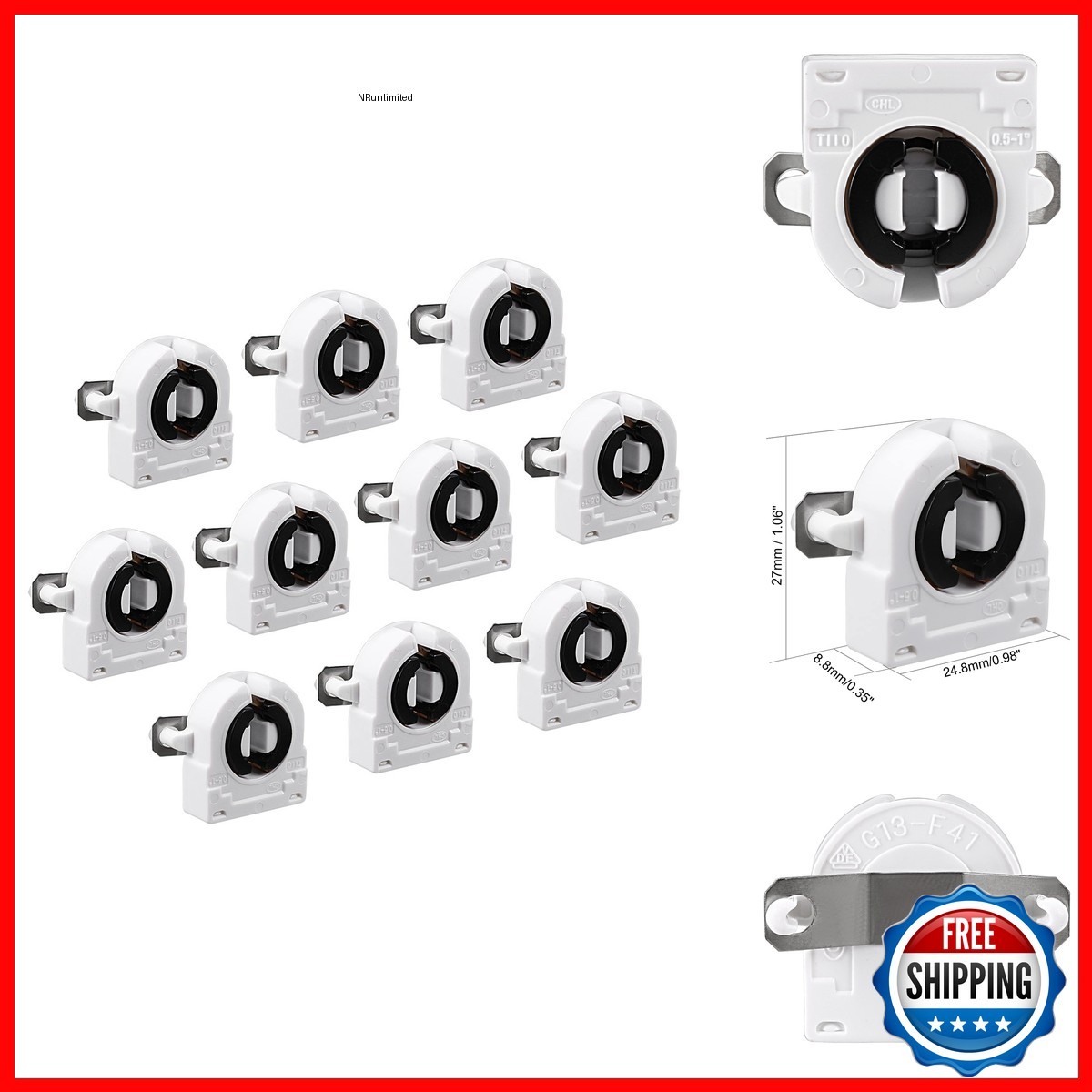 uxcell 10Pcs T8 G13 Base Non-Shunted Lamp Socket AC 500V 2A for LED Tube uxcell 10Pcs T8 G13 Base Non-Shunted Lamp Socket AC 500V 2A for LED Tube