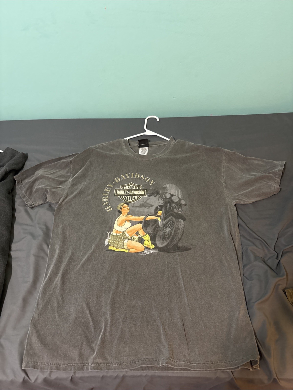 Grey Vintage Harley Davidson Shirt Mens XLBuckeye Dayton Ohio Pinup Girl Biker Grey Vintage Harley Davidson Shirt Mens XLBuckeye Dayton Ohio Pinup Girl Biker