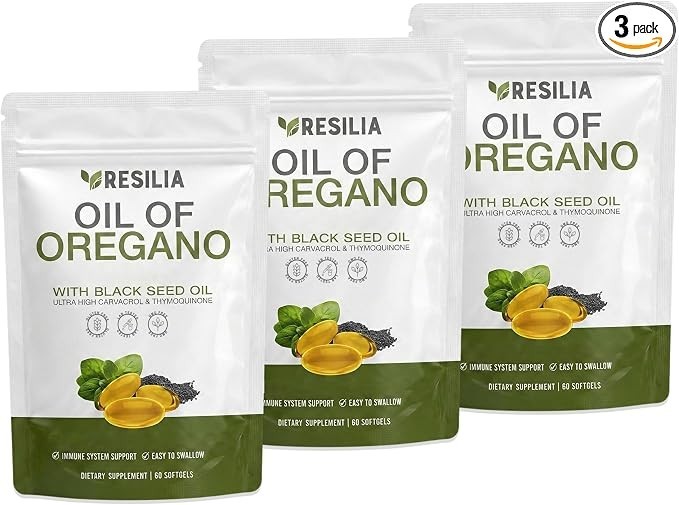 RESILIA Oil of Oregano with Black Seed Oil 60 Softgels x 3 Pack