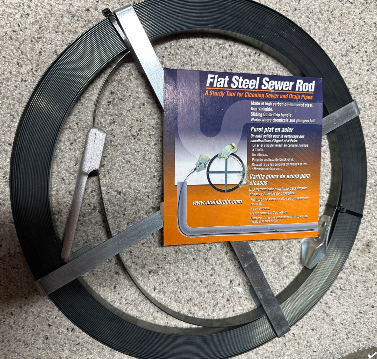 Drain Brain Flat Steel Sewer Rod cleaning 2-4\