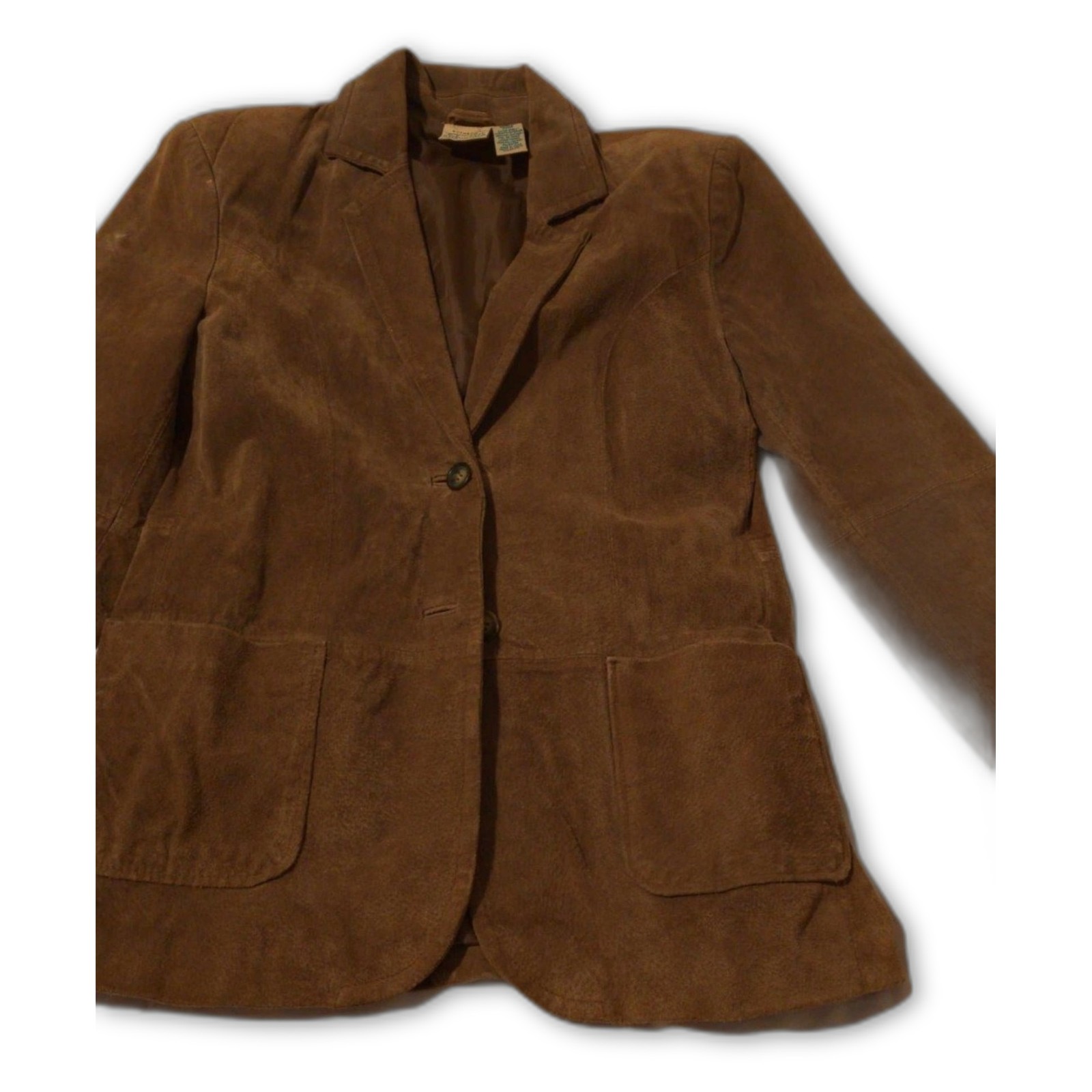 Vintage NEW St. John\'s Bay Tan Washable Suede Blazer Jacket Small Flawless