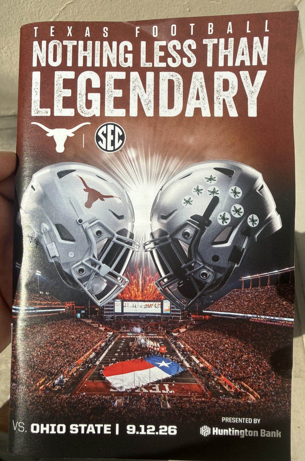 Texas Longhorns Football 2026 Vs Ohio State 9/12/26 program Manning Sayin Texas Longhorns Football 2026 Vs Ohio State 9/12/26 program Manning Sayin