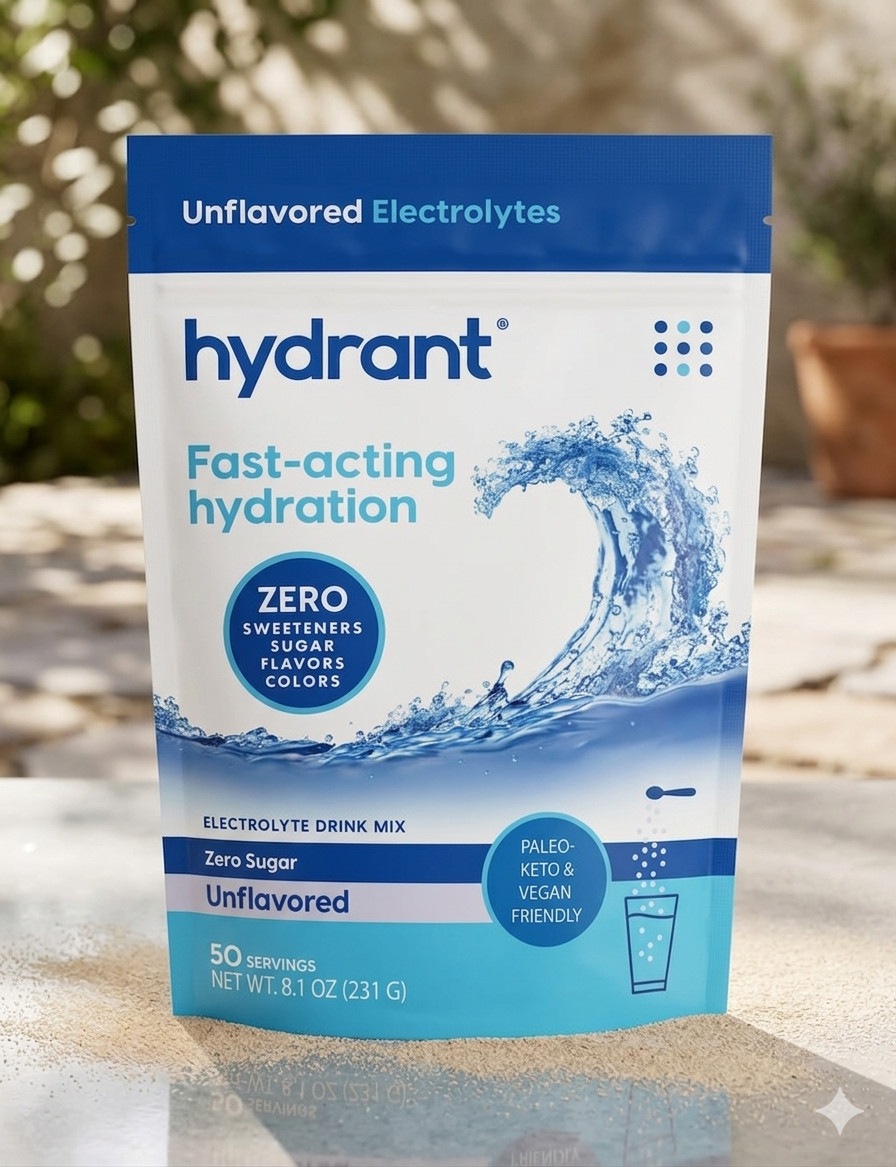 Hydrant - Bulk Hydration Powder, Unflavored, 50 Servings Fast Acting Electrolyte