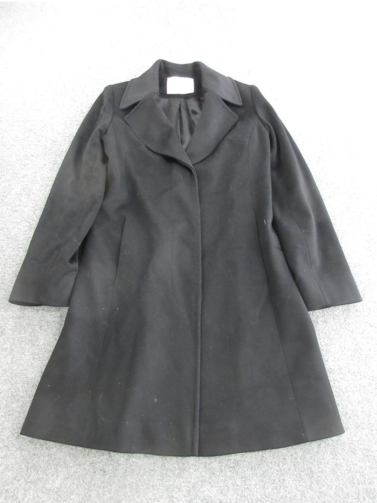 Fleurette Coat Women Size 4 Black 100% Wool Lined Mid Length Overcoat Loro Piana