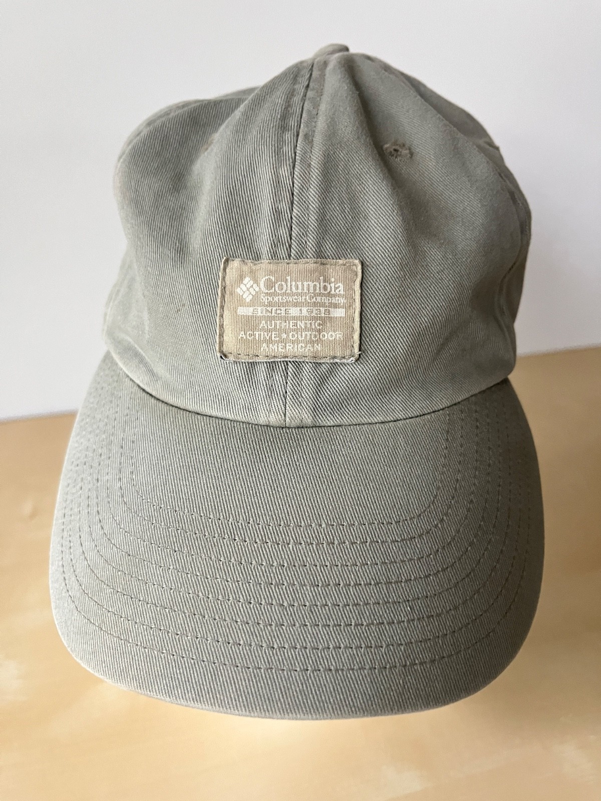 Vintage 2002 Columbia Sportswear Hat Cap S02 Earthy Sage Green Canvas Patch Y2K
