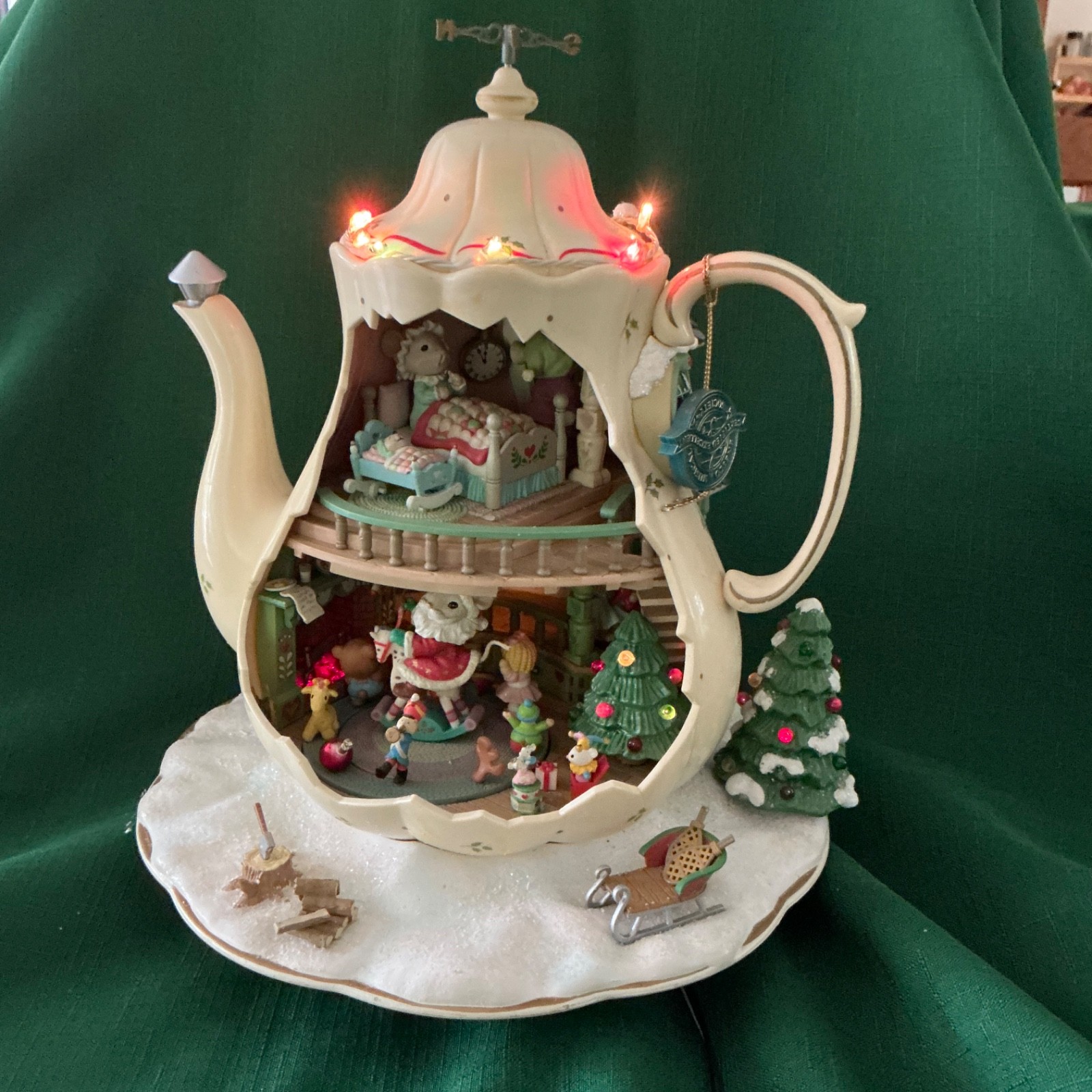 Enesco Holiday Bungalow Let It Snow Teapot Twas The Night Before Christmas 1993