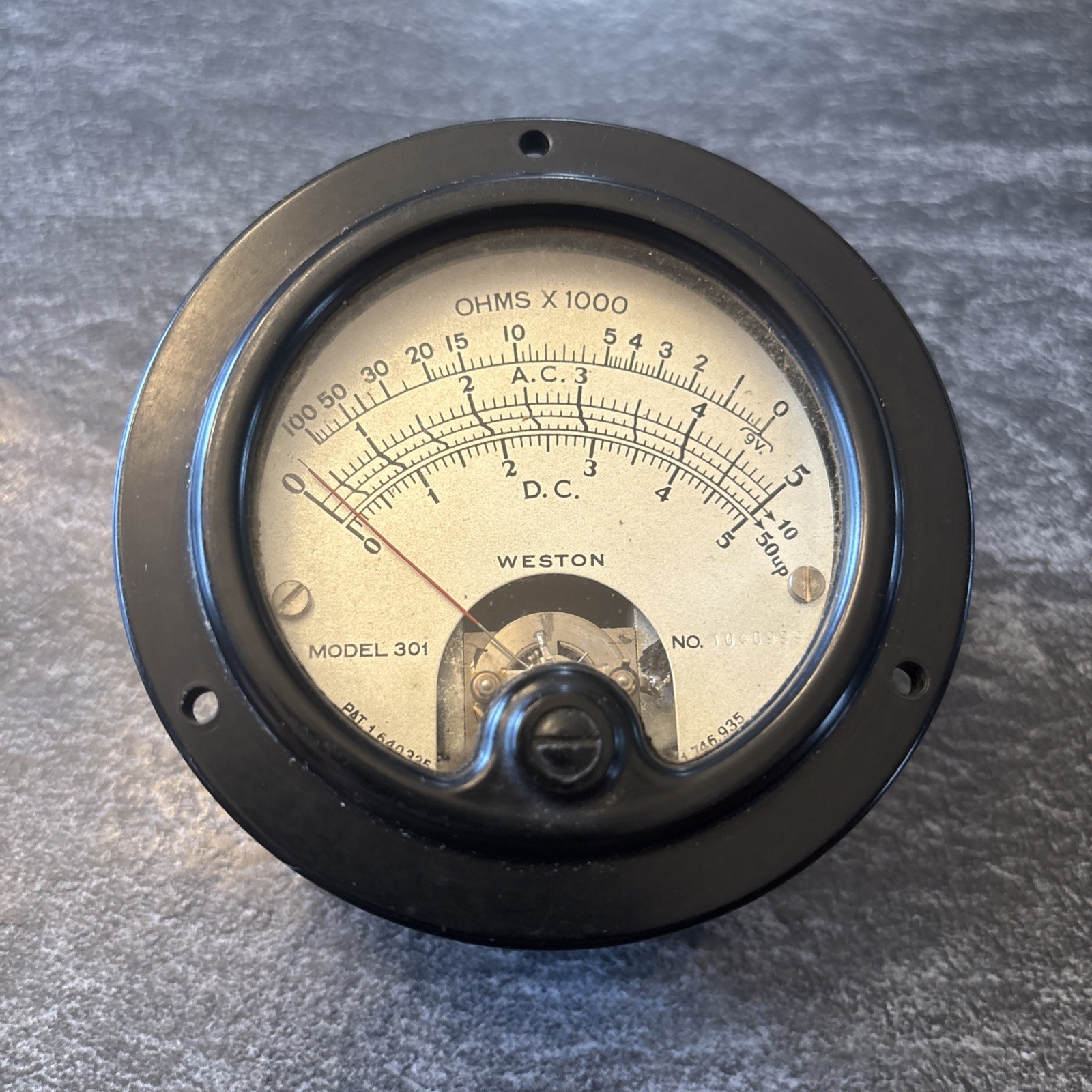 Vintage Weston D.C. OHM X 1000 Meter Model 301 LOC N Vintage Weston D.C. OHM X 1000 Meter Model 301 LOC N