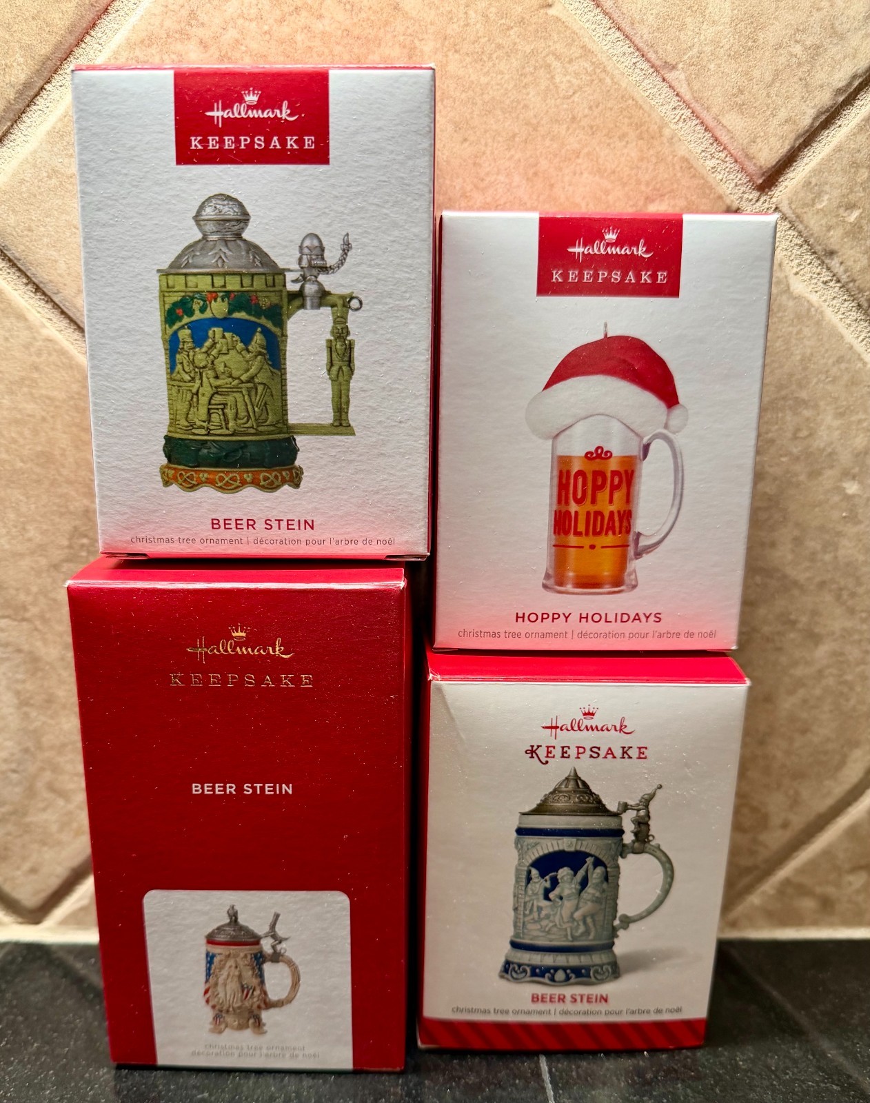 Hallmark Keepsake Beer Stein/Mug Ornaments Lot of 4 - 2014, 2021 2022 2023 NIB Hallmark Keepsake Beer Stein/Mug Ornaments Lot of 4 - 2014, 2021 2022 2023 NIB