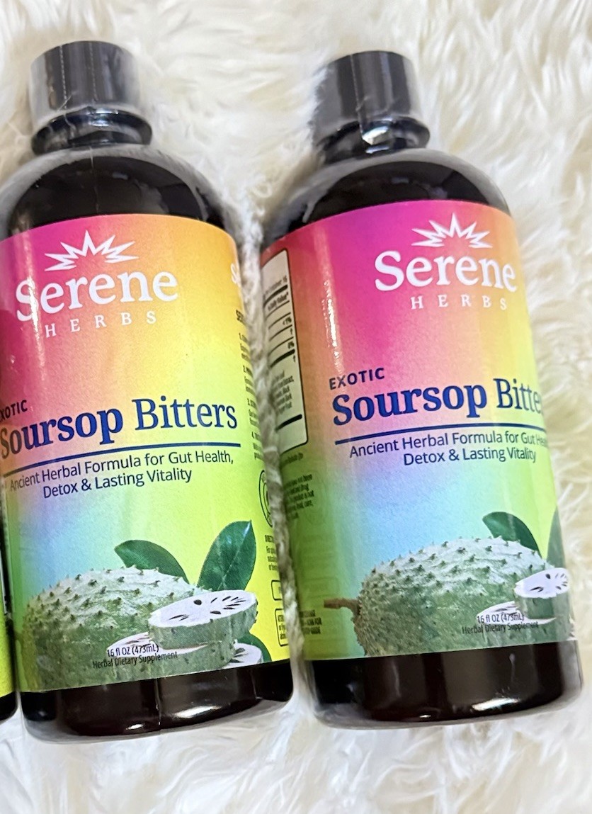 Serene Herbs Exotic Soursop Bitters Herbal Liquid 16 fl oz Detox & Gut Health