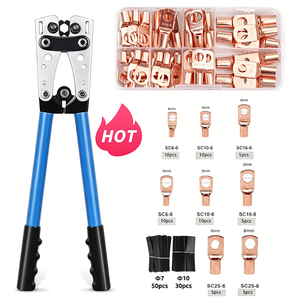 140PCS Copper Lugs Ring Terminals Bare Battery Welding Crimp Wire Connectors Kit