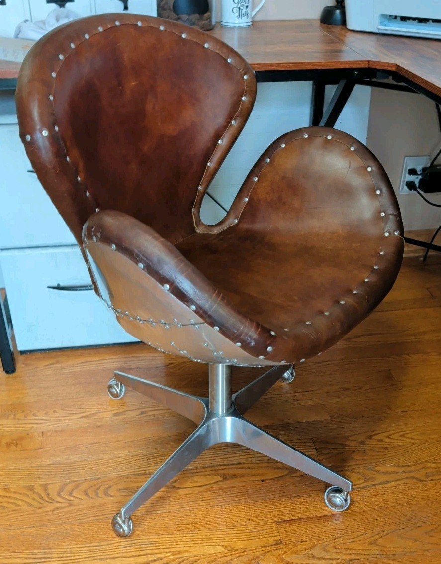 Restoration Hardware Devon Spitfire Aviator Whiskey Leather & Aluminum Chair RH Restoration Hardware Devon Spitfire Aviator Whiskey Leather & Aluminum Chair RH