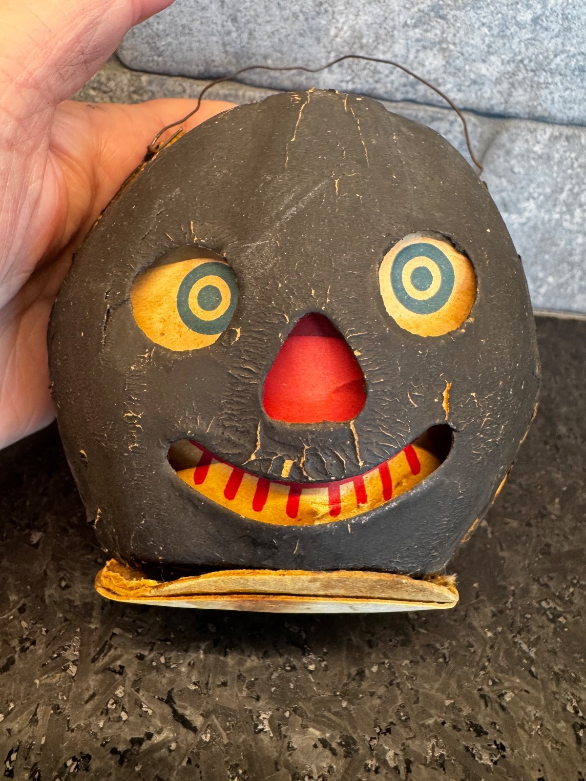 Antique German Halloween Ghoul Paper Mache Cardboard Jack-O- Lantern Antique German Halloween Ghoul Paper Mache Cardboard Jack-O- Lantern