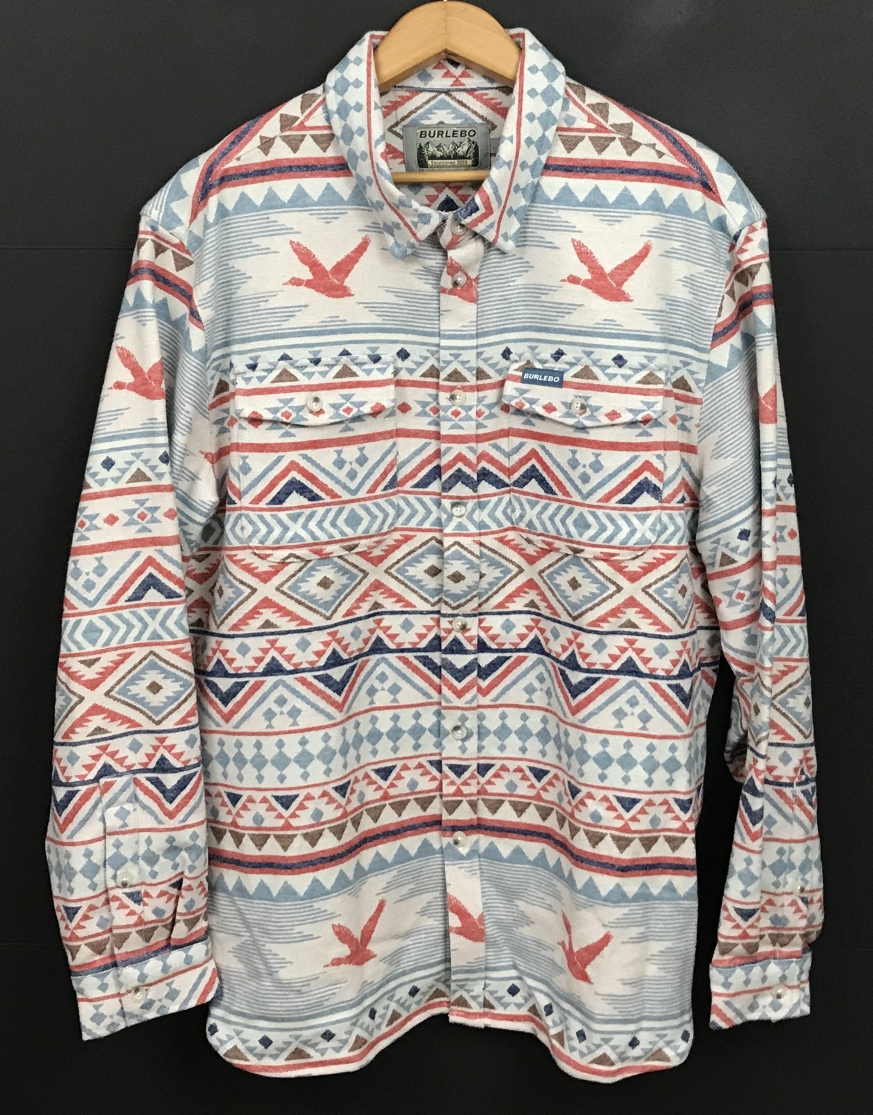New BURLEBO Flying Duck Aztec Vintage Heavyweight Flannel Shirt Long Sleeve sz L New BURLEBO Flying Duck Aztec Vintage Heavyweight Flannel Shirt Long Sleeve sz L