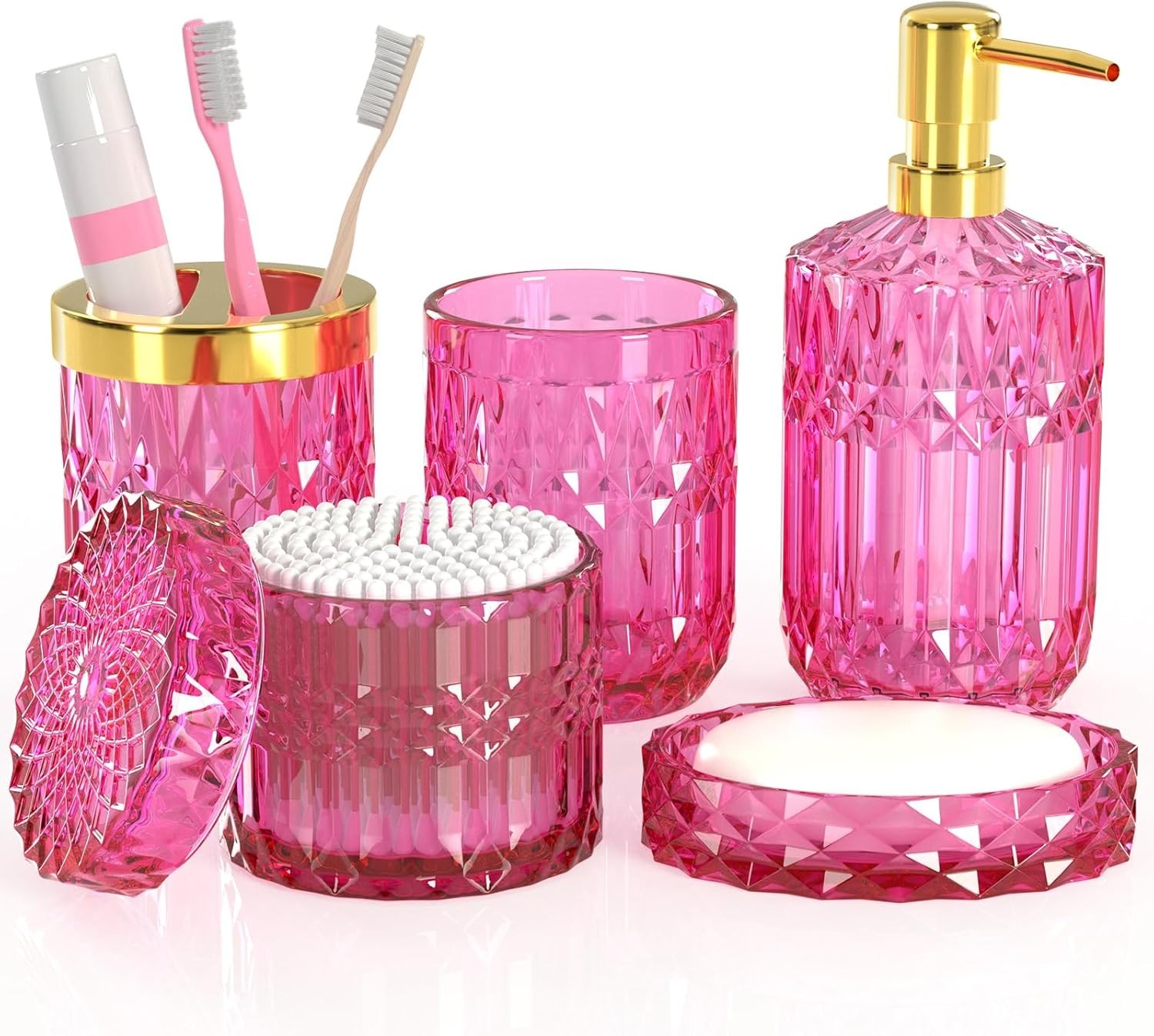 Hot-Pink Glass Bathroom Accessories Set 5 Pcs, Hot-Pink Bathroom Set, Soap ..... Hot-Pink Glass Bathroom Accessories Set 5 Pcs, Hot-Pink Bathroom Set, Soap .....
