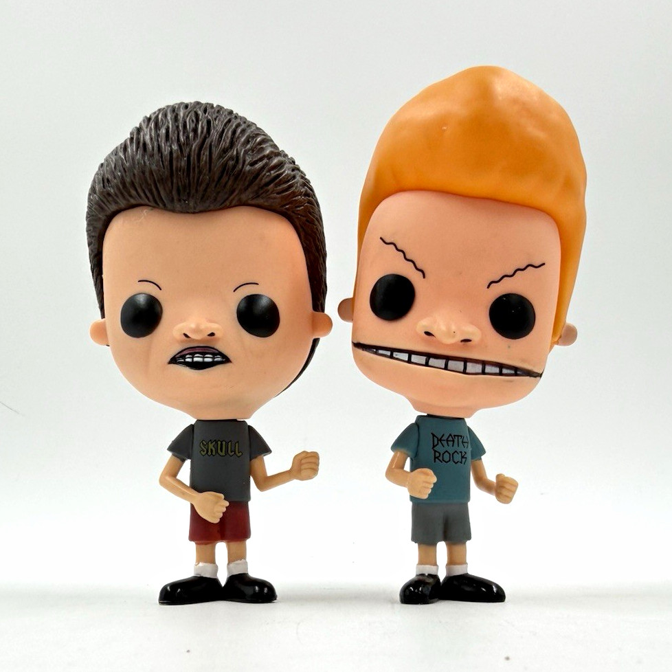 1993 Beavis and Butt-Head 3” Figures Pair MTV Death Rock Skull Vintage