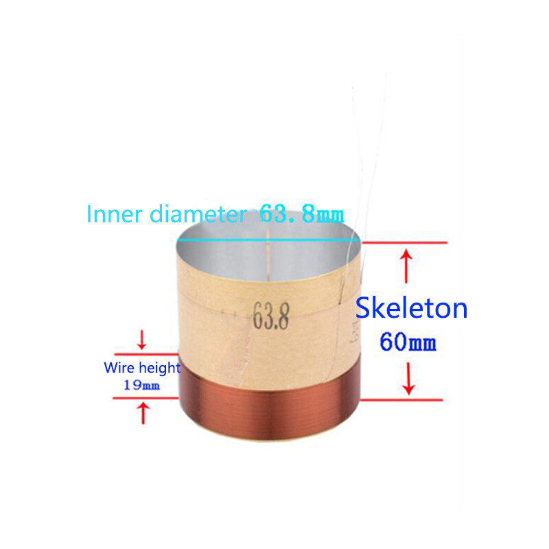 1pcs 63.8mm 8ohm 8Ω White Aluminum Skeleton Bass Voice Coil Speaker Accessories