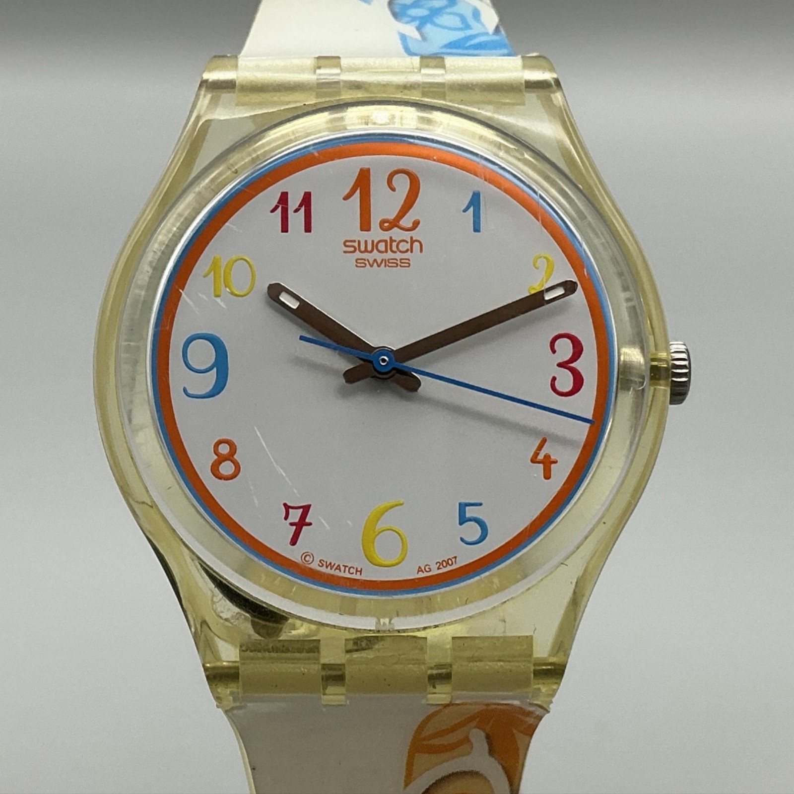 Vintage Sandy Shoes Swatch Womens Watch 34mm White Dial Yellow Case New Battery