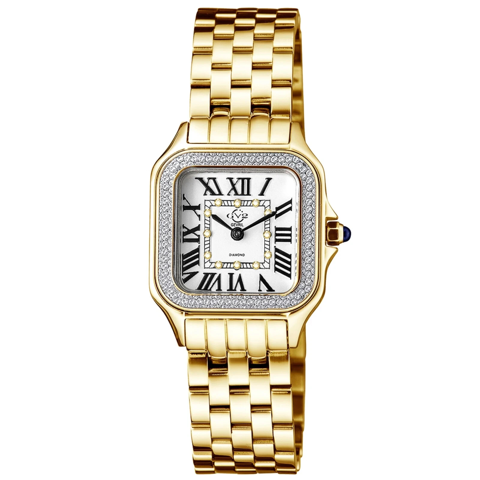 GV2 by Gevril Women\'s 12112B Milan Swiss Quartz IPYG Steel Diamond Watch