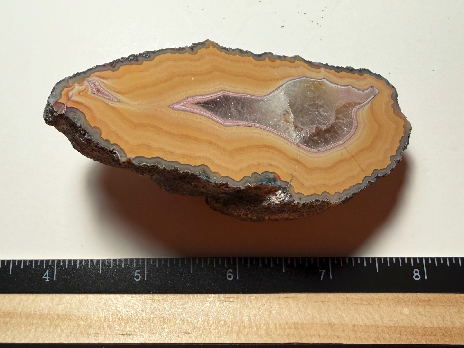 Mexico natural banded agate face polished PINK BAND