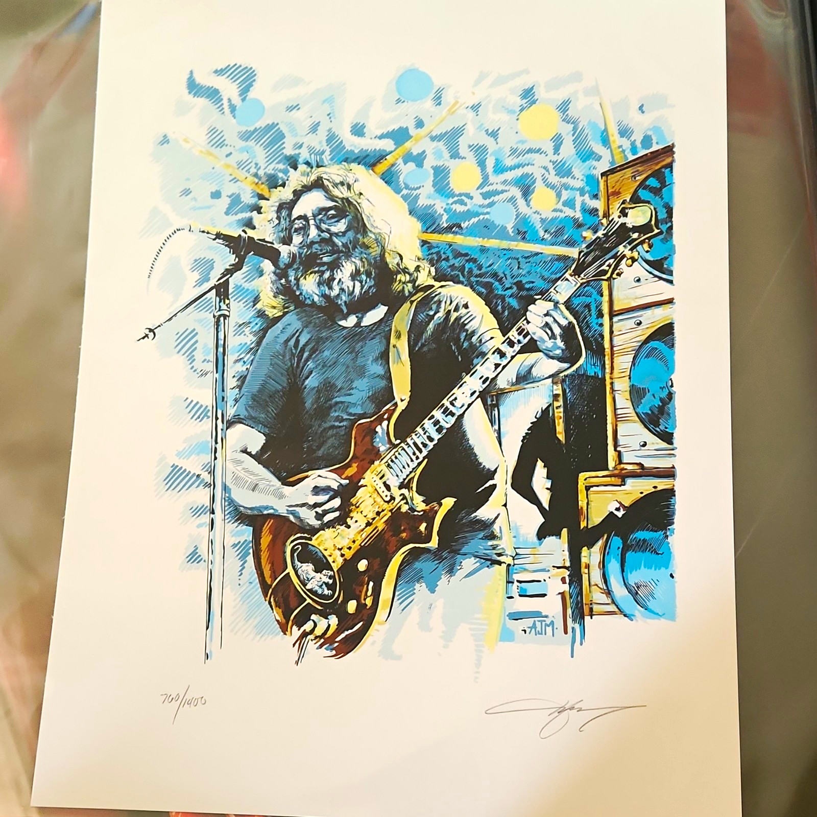 AJ Masthay Sugaree Jerry Garcia Grateful Dead Linocut Block Print Signed 70/1400 AJ Masthay Sugaree Jerry Garcia Grateful Dead Linocut Block Print Signed 70/1400