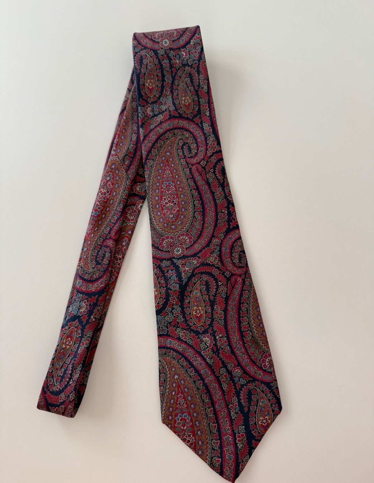 Vintage Liberty of London Men’s Silk Tie Navy Red Paisley Made in USA