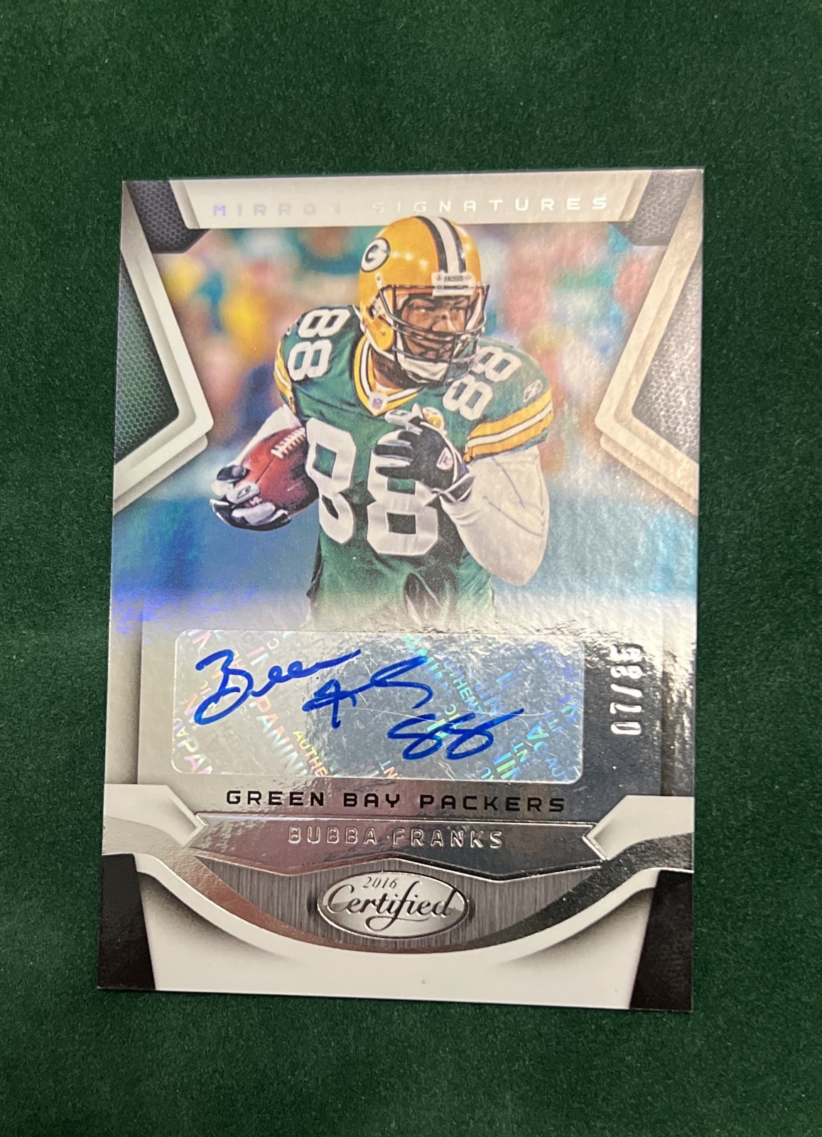2016 Panini Certified - Mirror Signatures Bubba Franks #M-PFR /35 (AU)