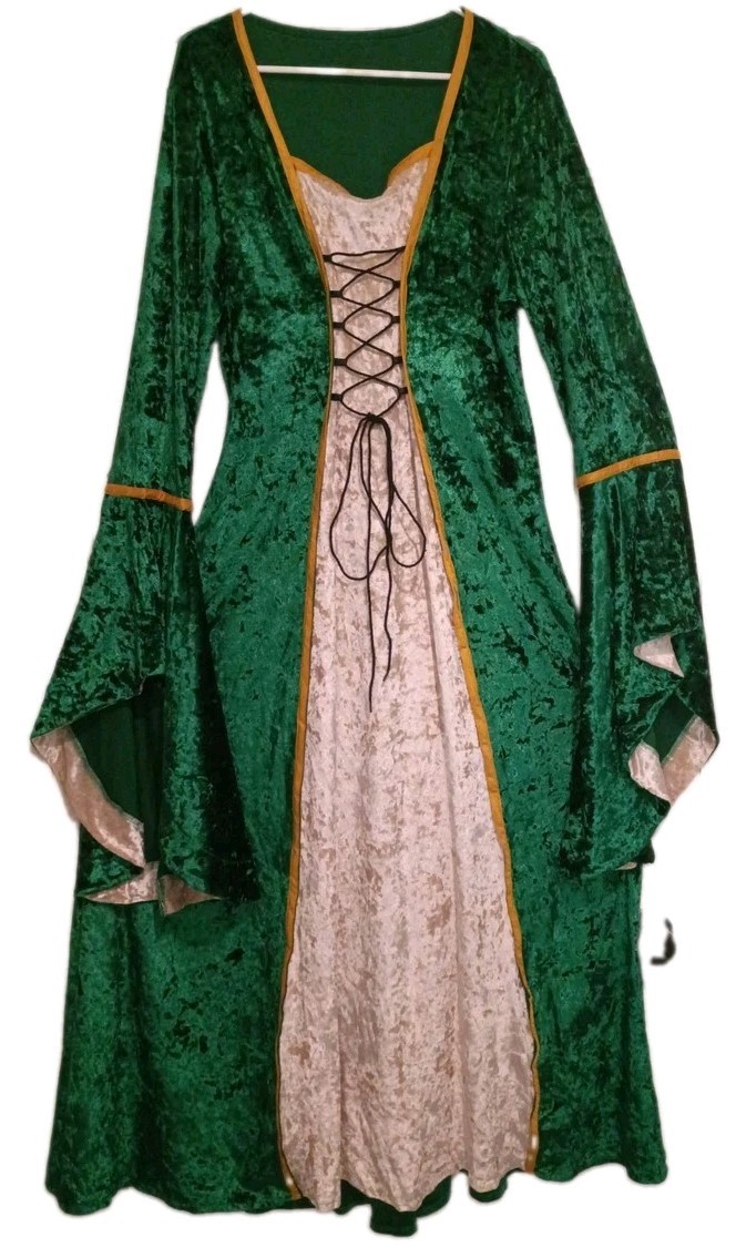Green Medieval Renaissance Princess Dress Bell Sleeve Green Medieval Renaissance Princess Dress Bell Sleeve