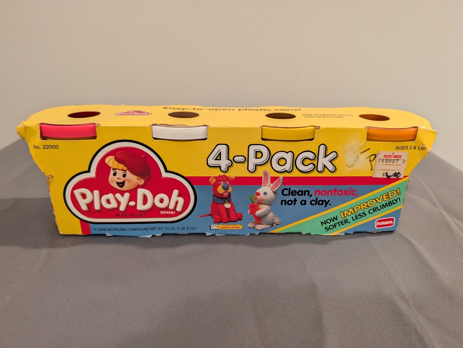 Vintage 1991 Playskool Play-Doh 4-Pack Toy Unopened (Red, Yellow, White, Orange)