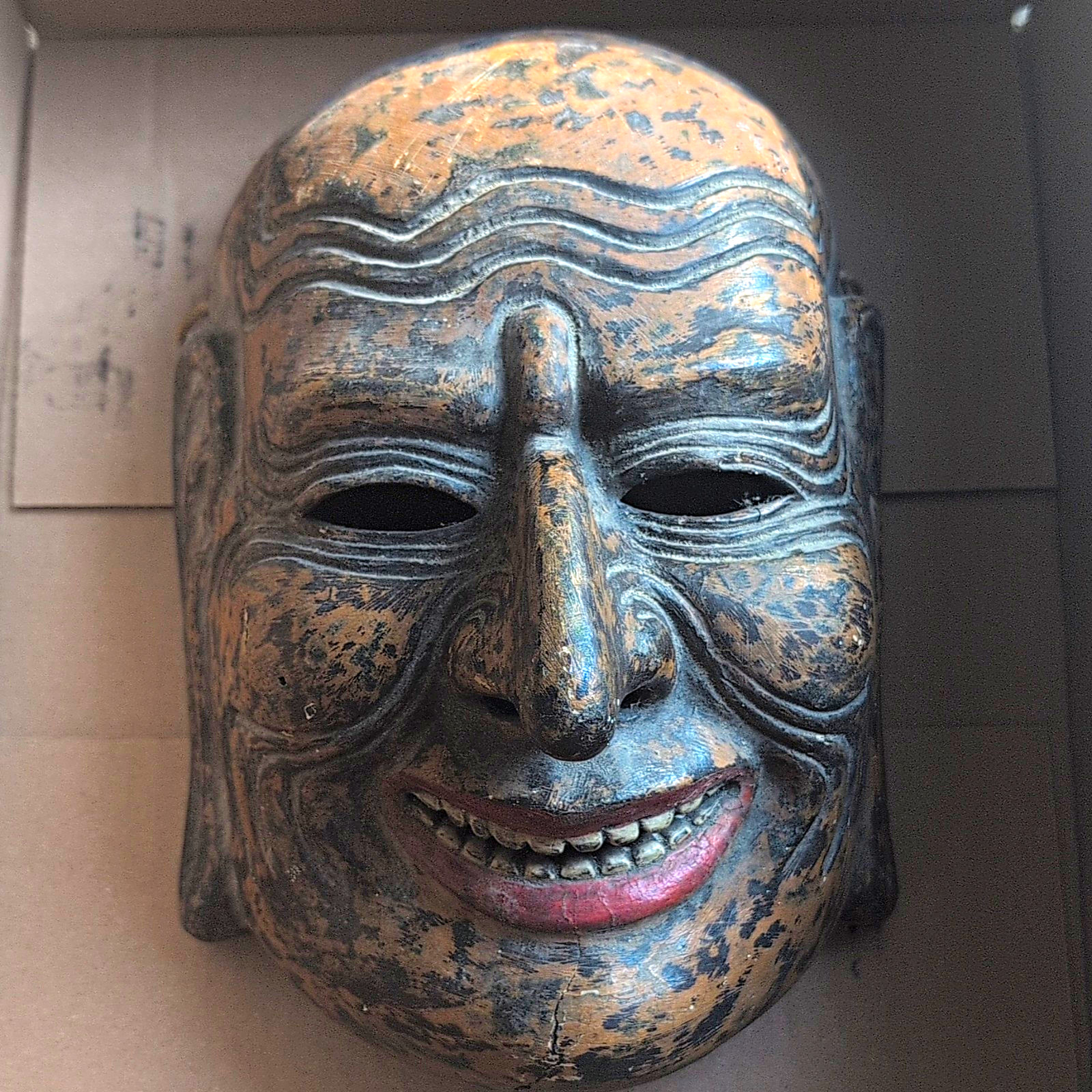 Vintage Hand Carved Japanese Noh Mask Antique Decor