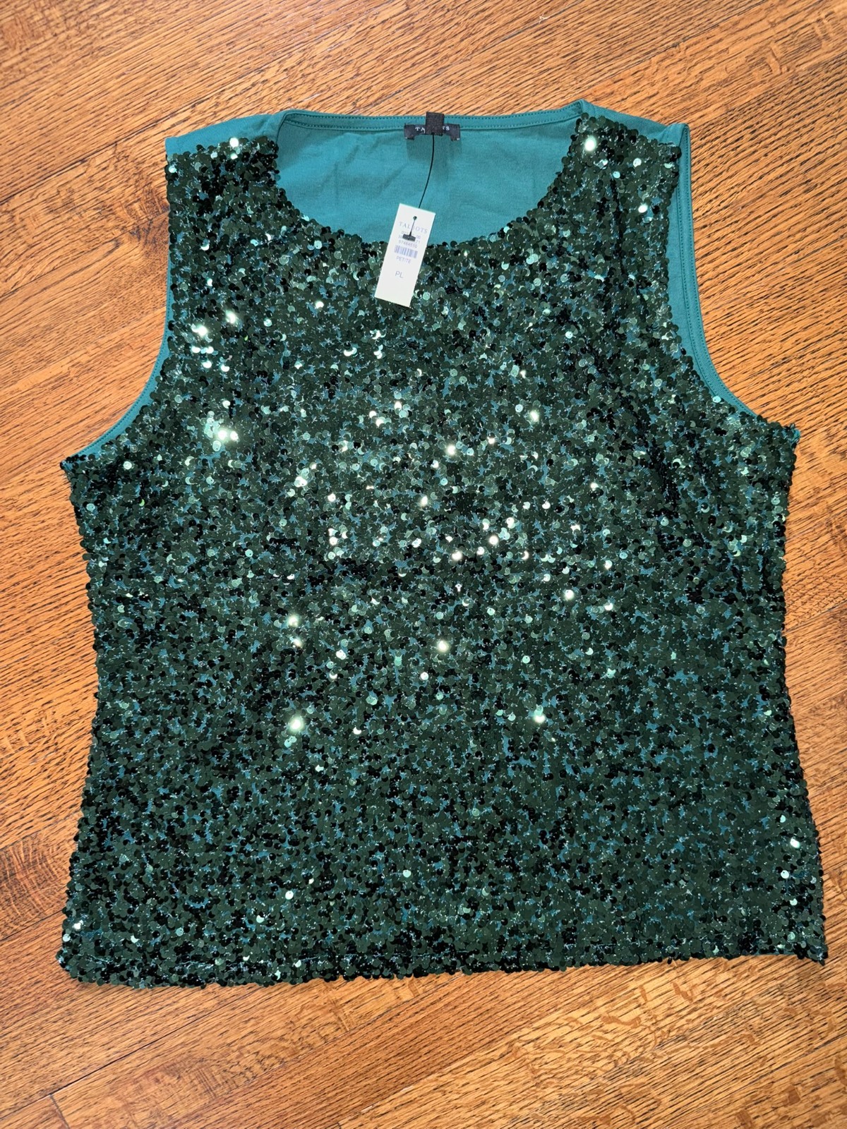 NWT Talbots Green Sequin Sleeveless Blouse - Large Petite NWT Talbots Green Sequin Sleeveless Blouse - Large Petite